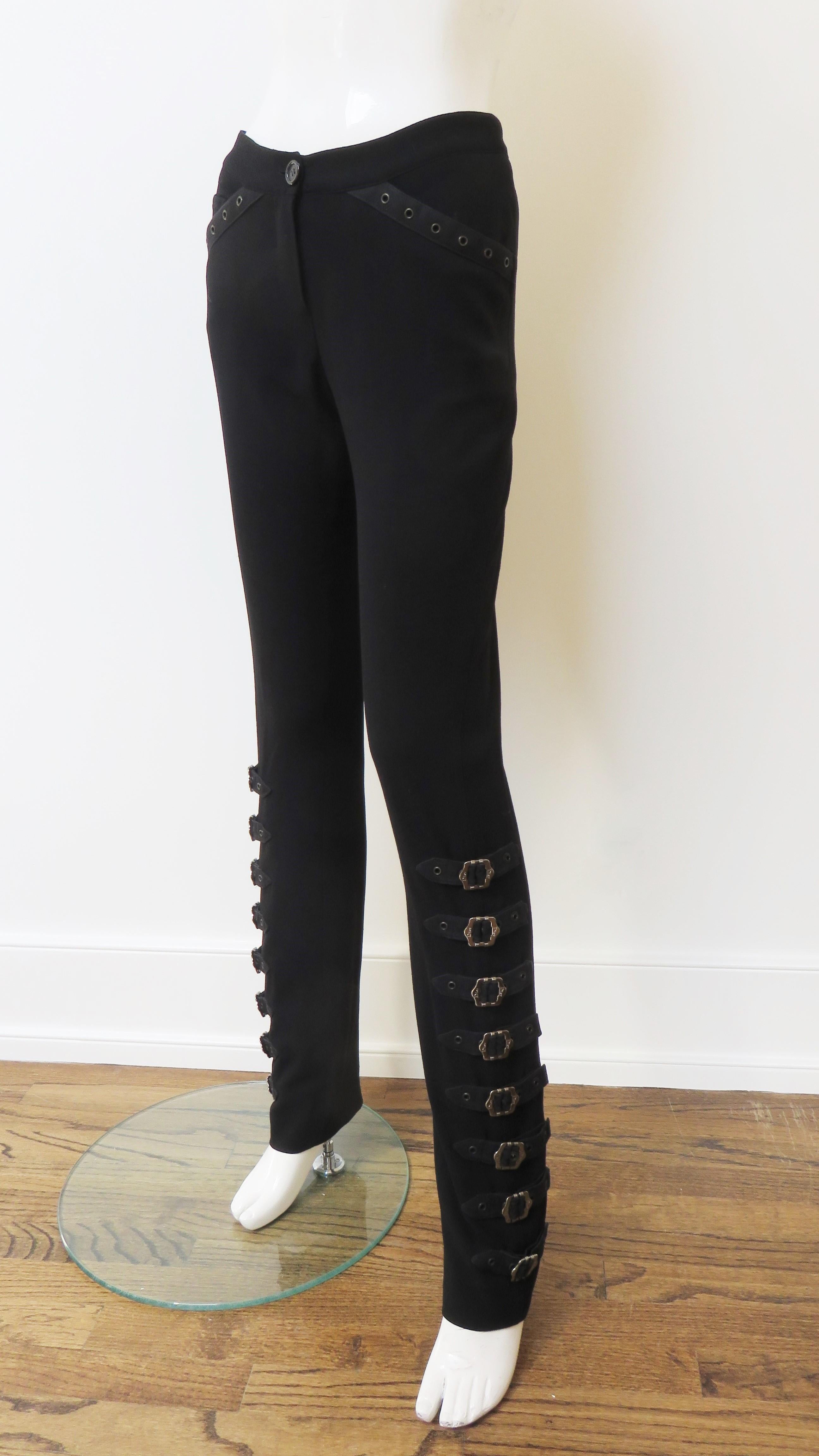 Christian Dior by John Galliano Iconic Buckle Leg Pants In Good Condition For Sale In Water Mill, NY