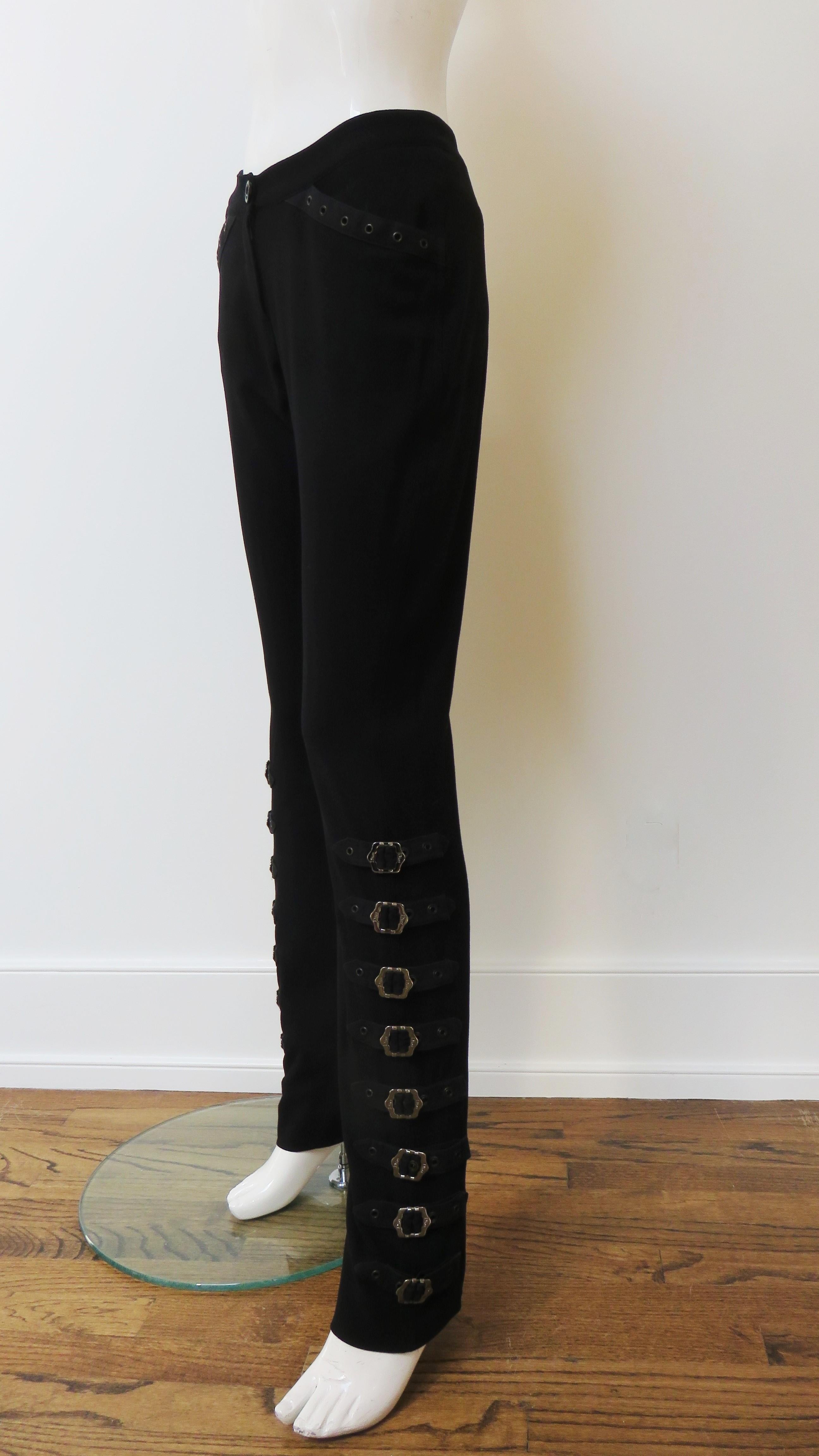 Christian Dior by John Galliano Iconic Buckle Leg Pants For Sale 1