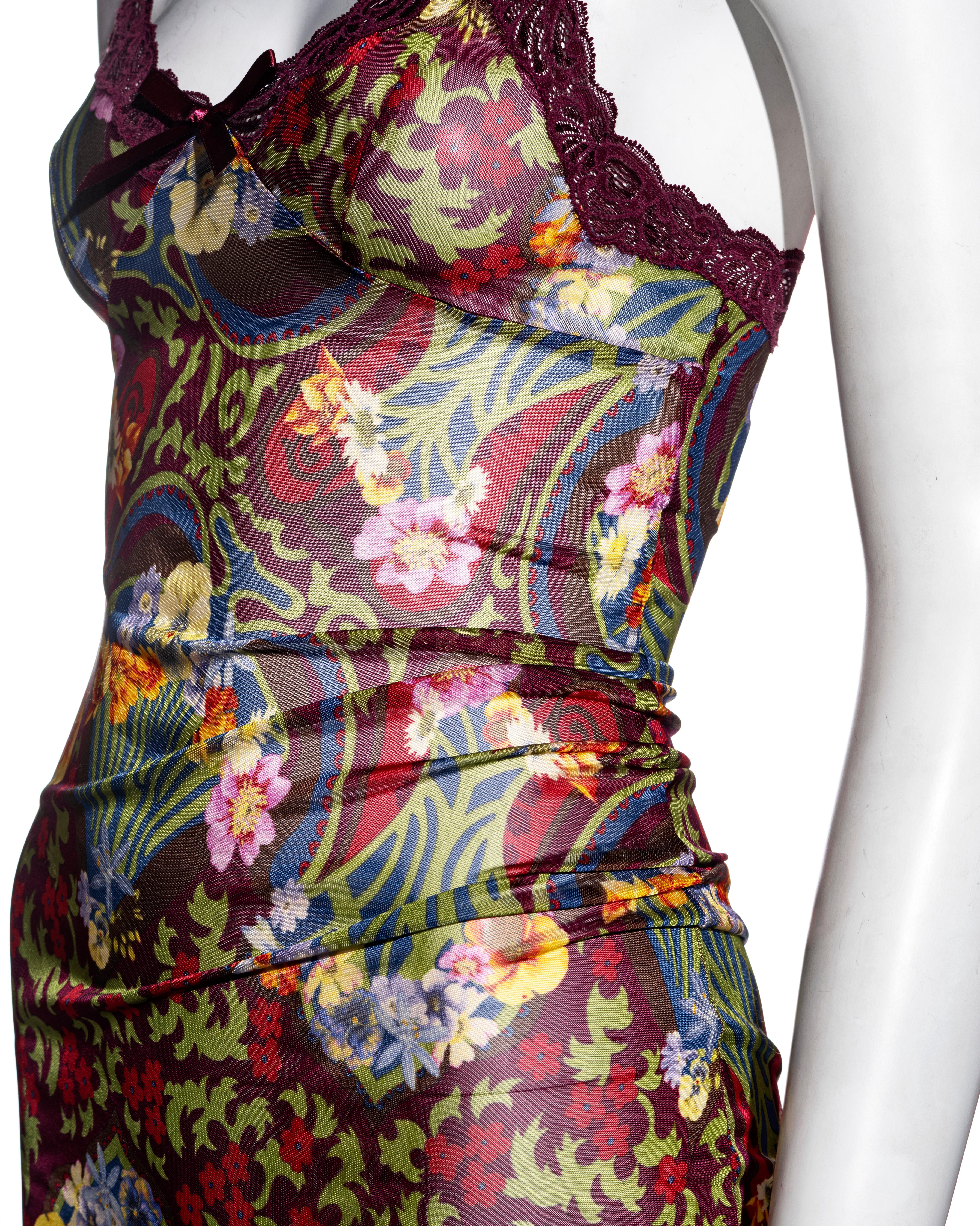 Christian Dior by John Galliano burgundy floral twisted mini slip dress, fw 2005 In Excellent Condition In London, GB