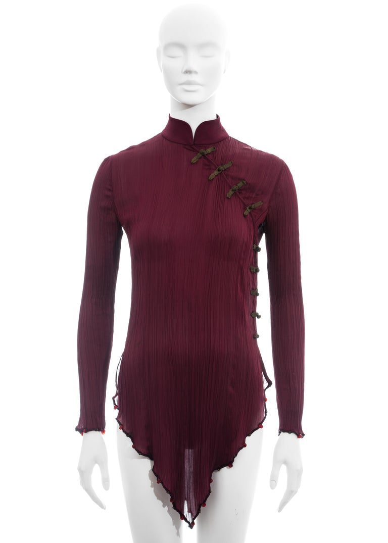 Galliano For Dior 1999 Green Silk Cheongsam Blouse