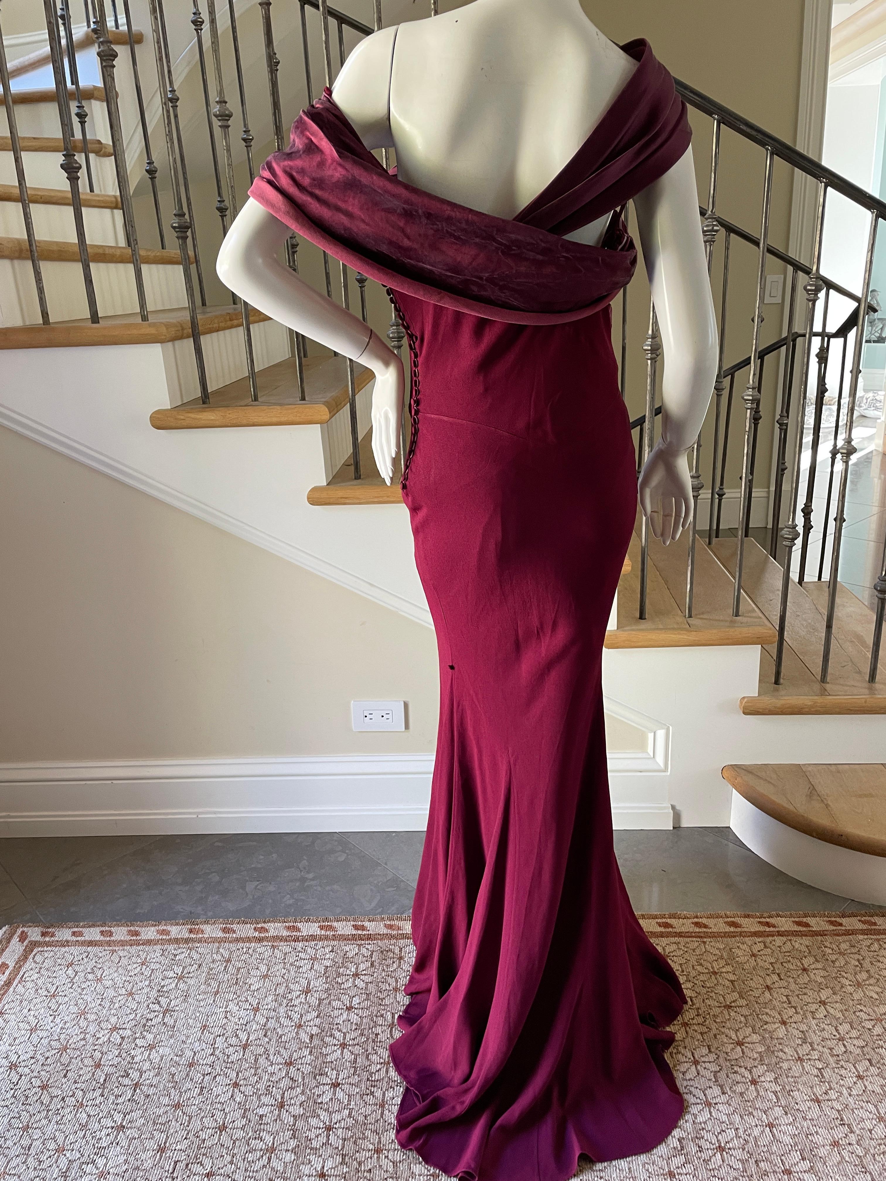 Christian Dior by John Galliano Burgundy Red Draped Evening Dress For Sale 6