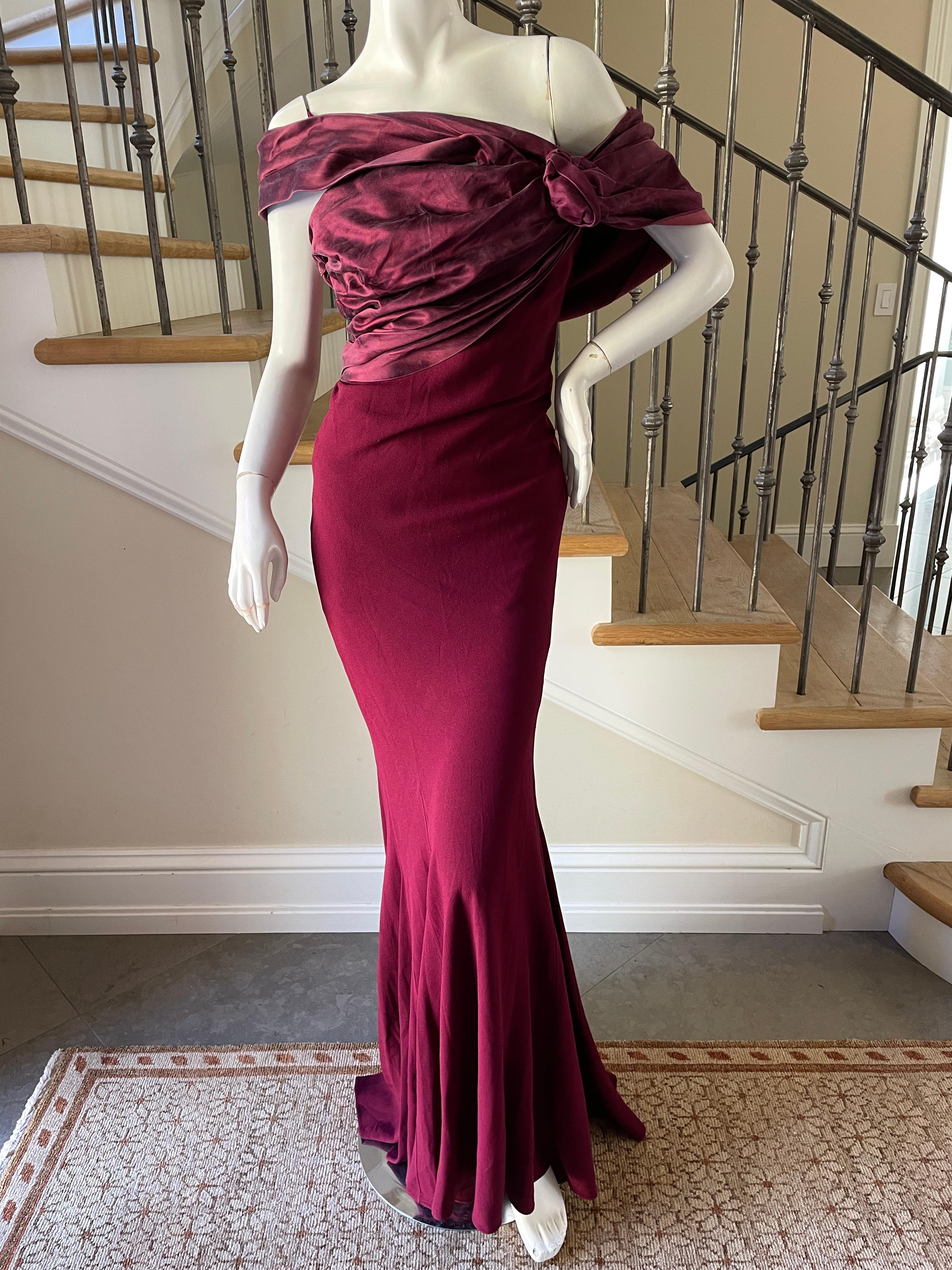 Christian Dior by John Galliano Burgundy Red Draped Evening Dress In Excellent Condition For Sale In Cloverdale, CA