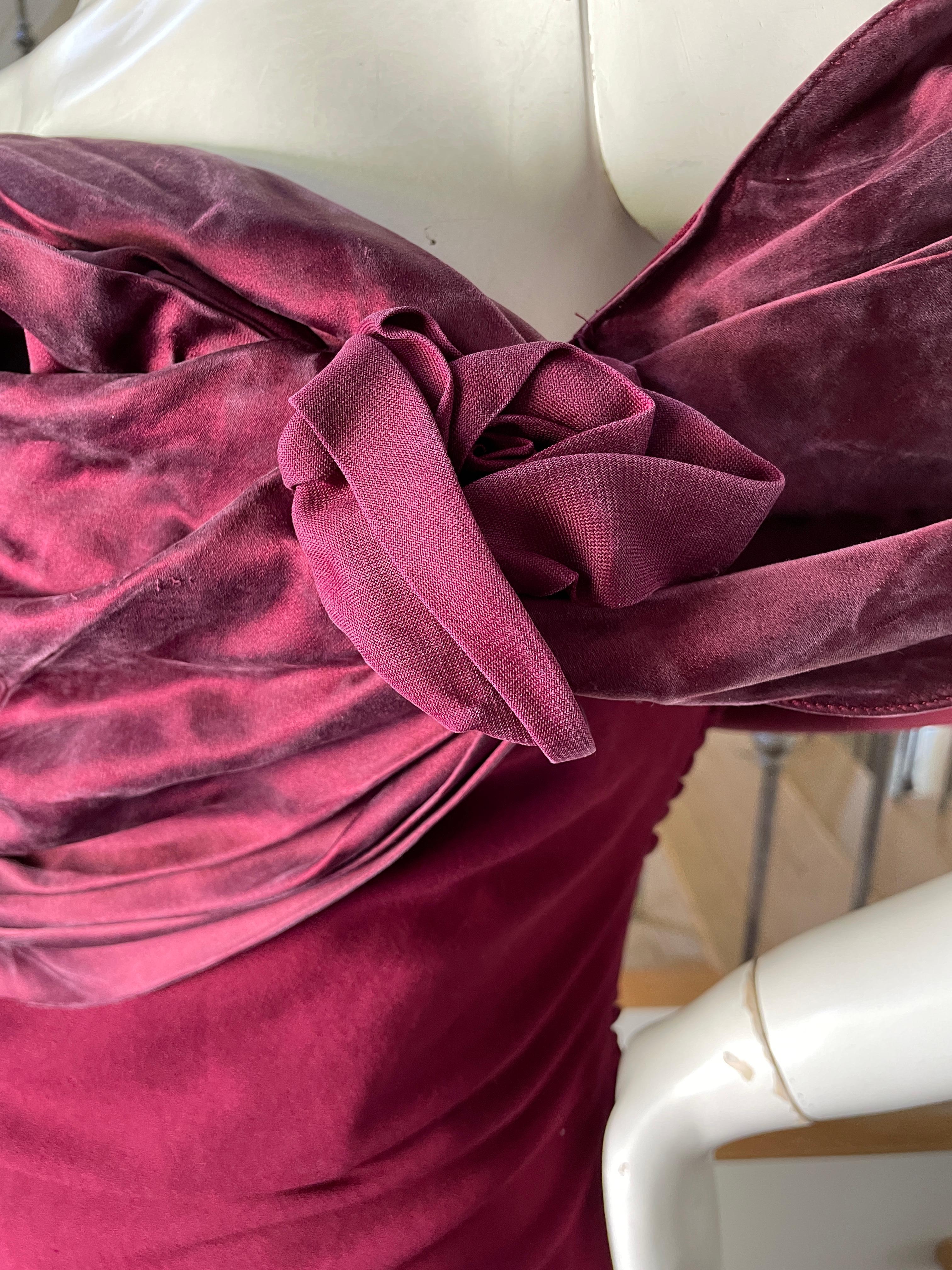 Christian Dior by John Galliano Burgundy Red Draped Evening Dress In Excellent Condition In Cloverdale, CA