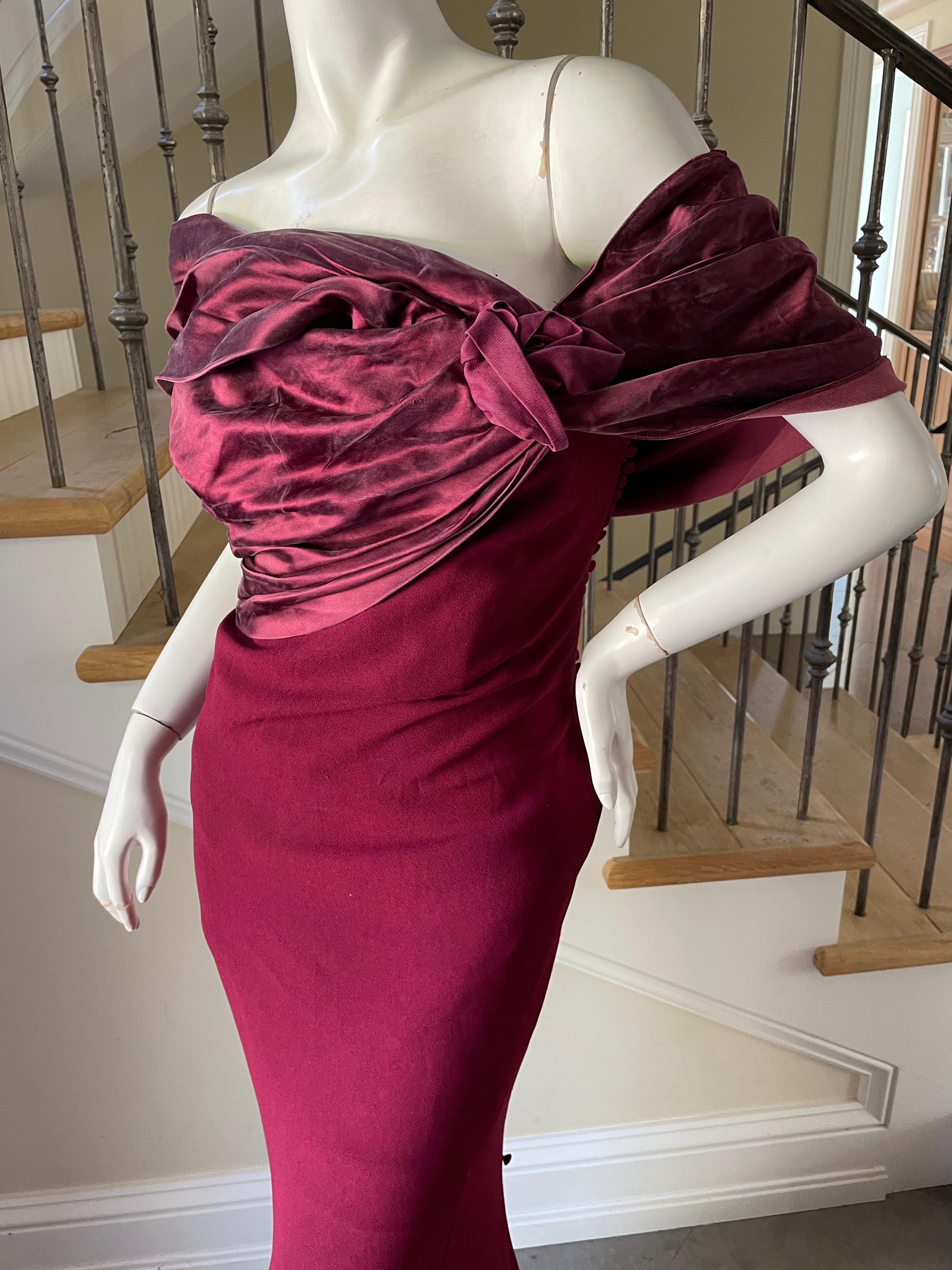 Christian Dior by John Galliano Burgundy Red Draped Evening Dress For Sale 3