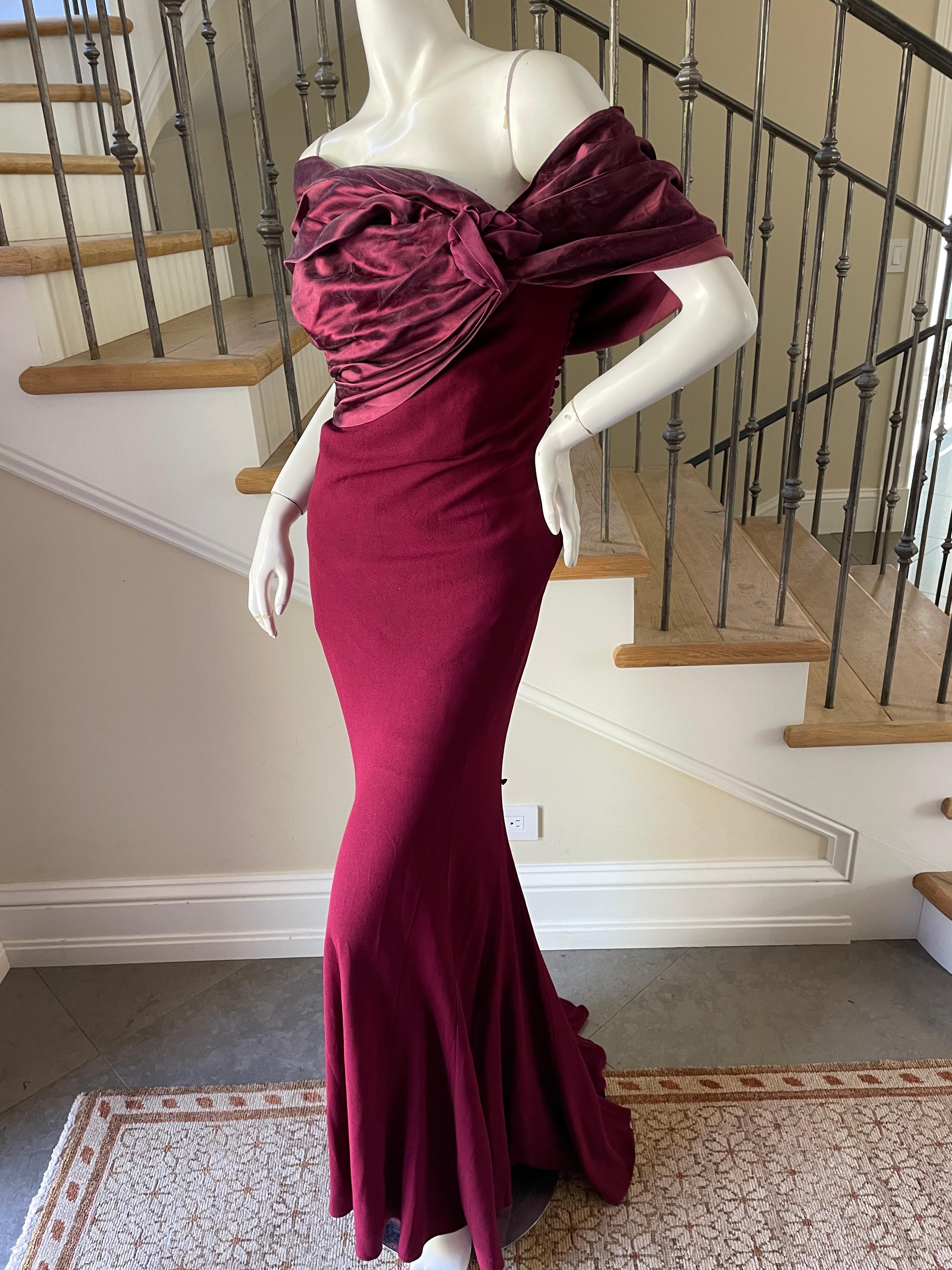 Christian Dior by John Galliano Burgundy Red Draped Evening Dress For Sale 4