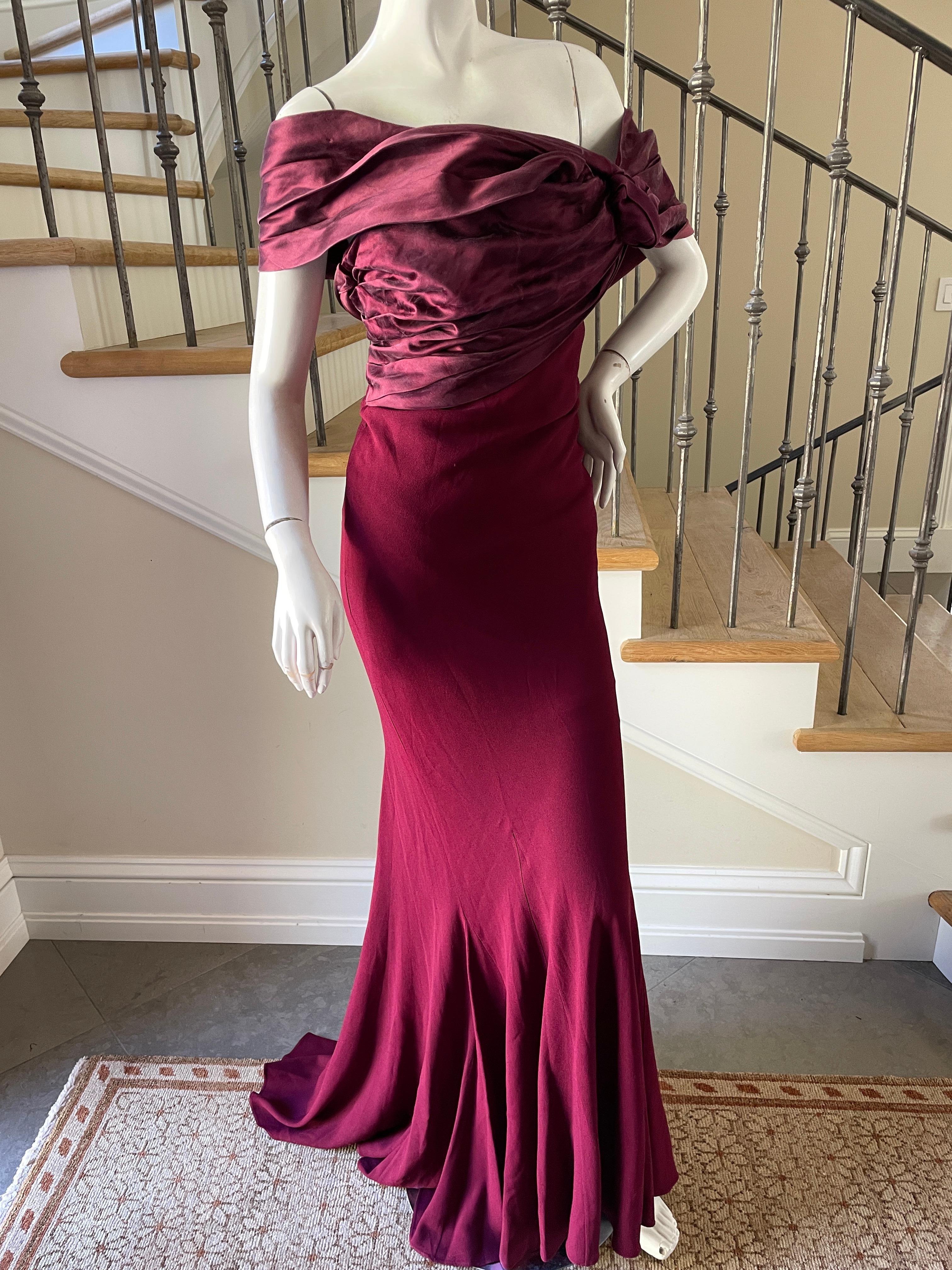 Christian Dior by John Galliano Burgundy Red Draped Evening Dress For Sale 5