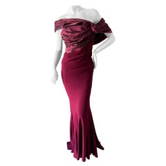 Vintage Christian Dior by John Galliano Burgundy Red Draped Evening Dress
