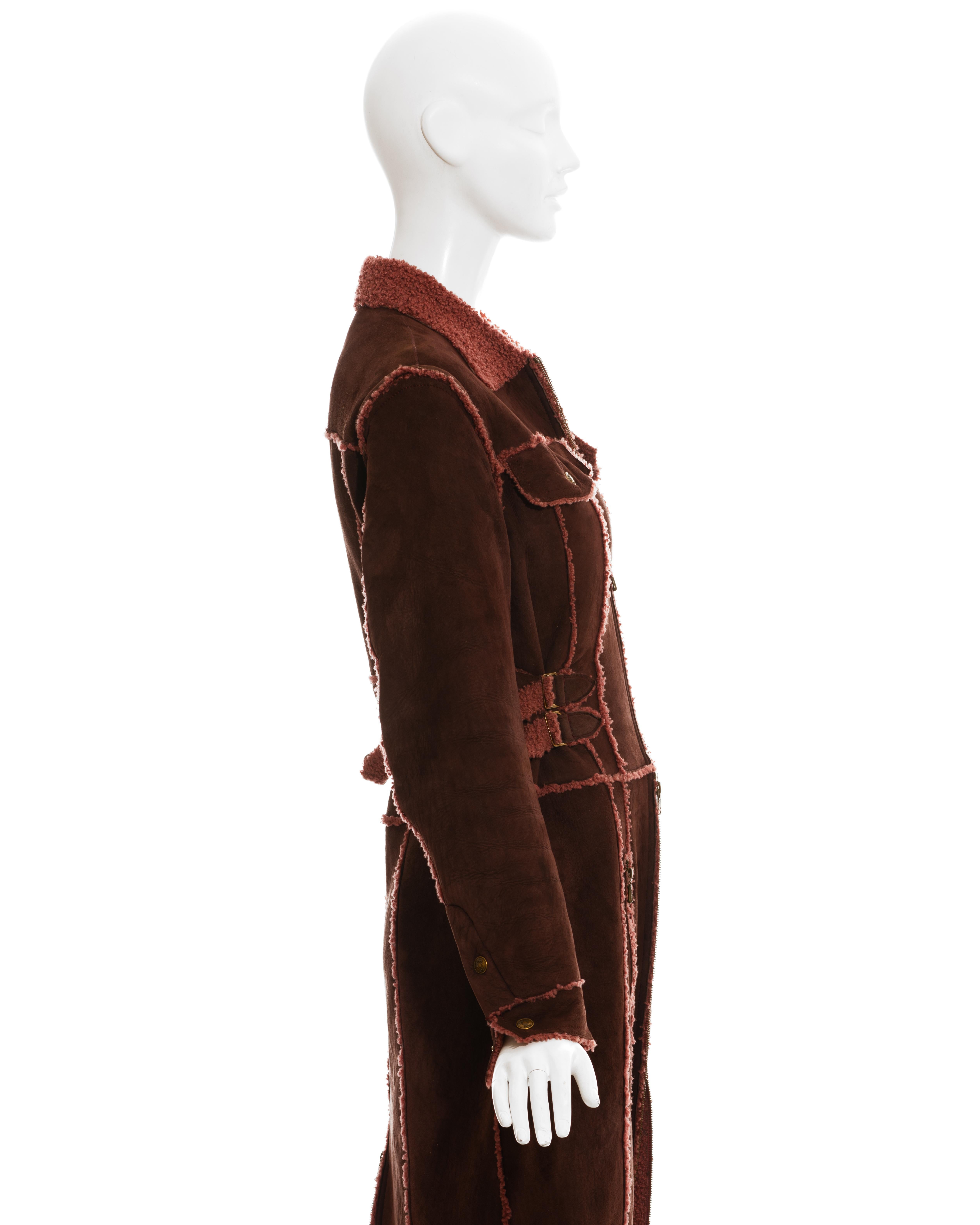 Christian Dior by John Galliano burgundy shearling coat, fw 2000 In Excellent Condition In London, GB