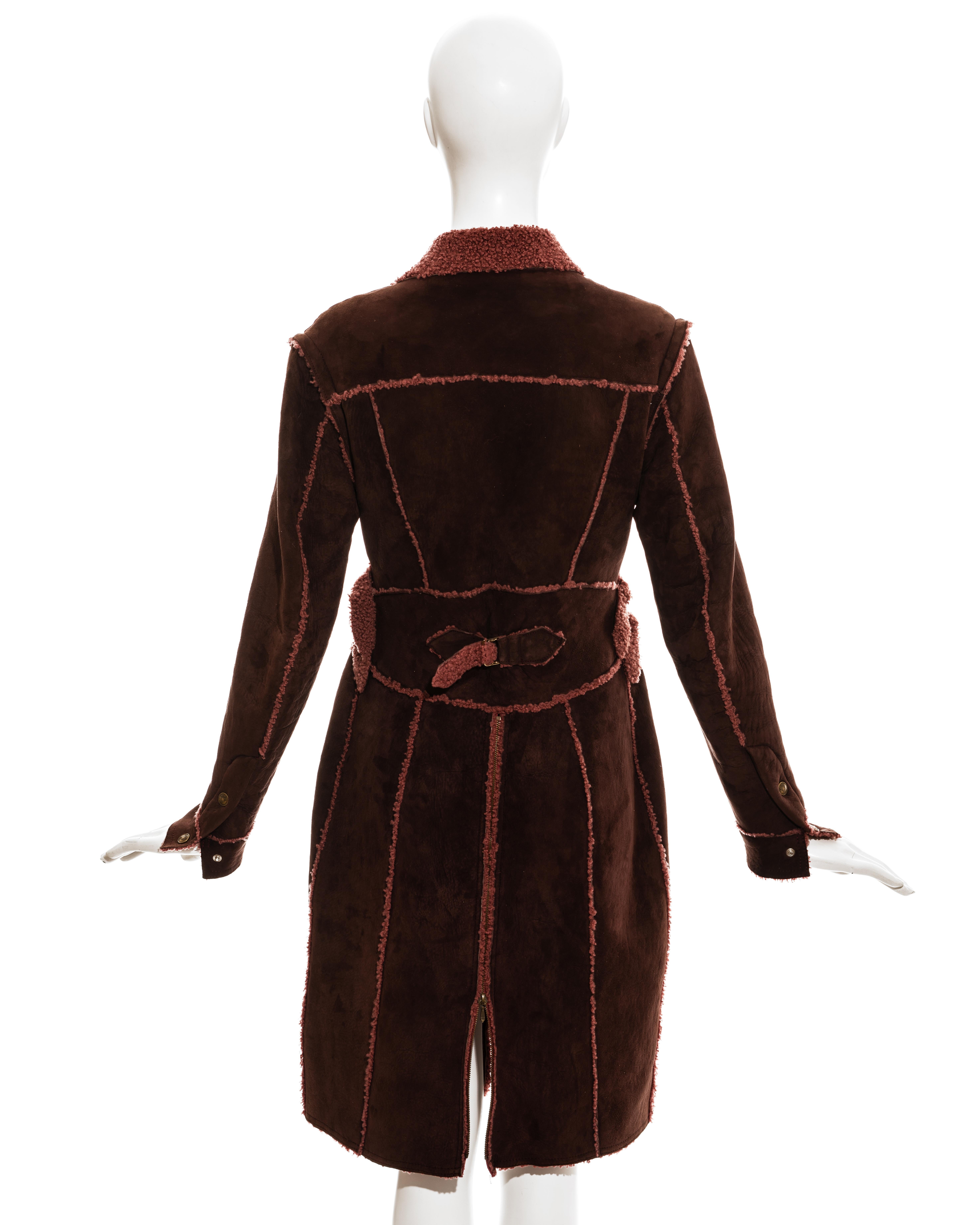 Women's or Men's Christian Dior by John Galliano burgundy shearling coat, fw 2000