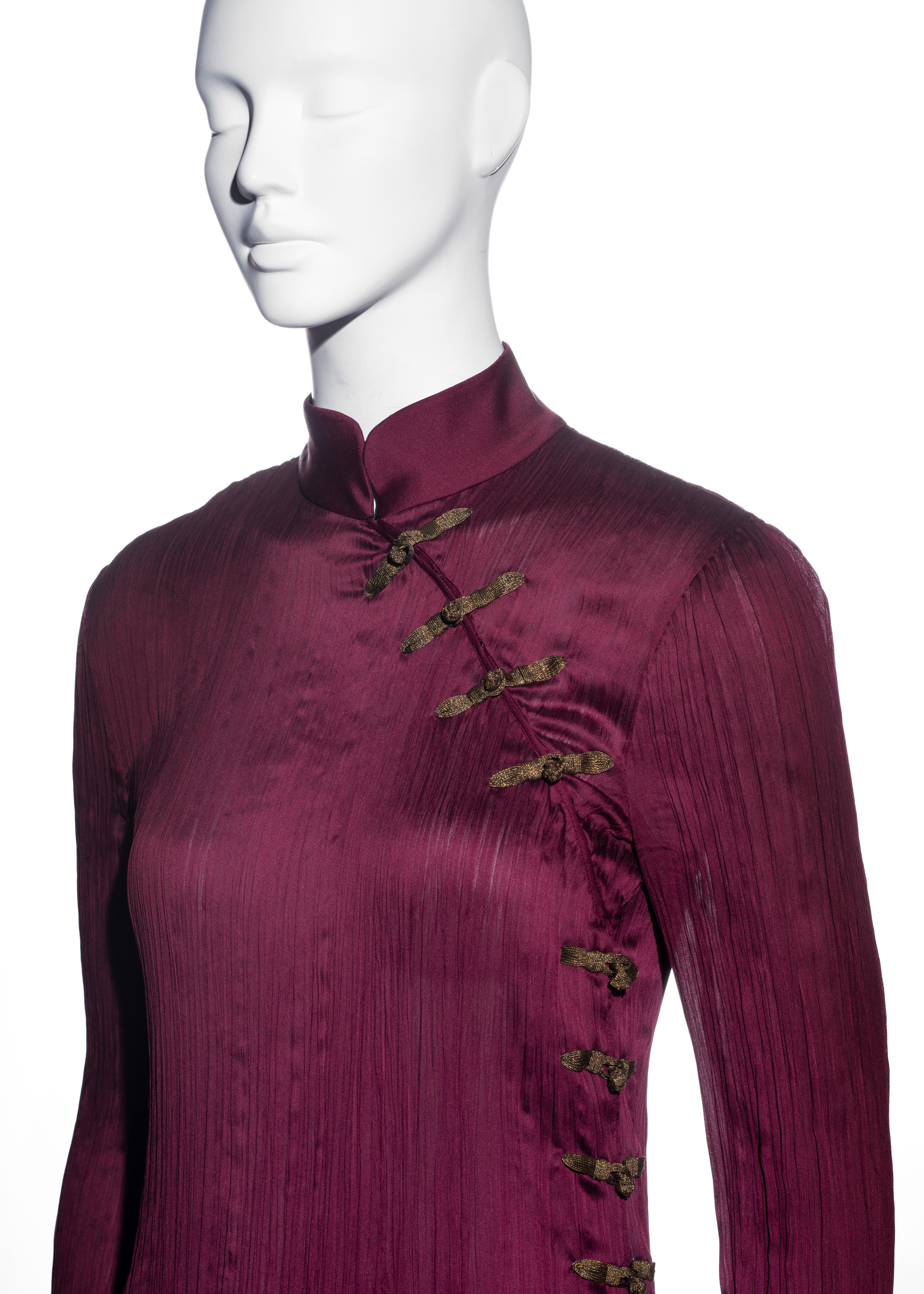 Nero Christian Galliano for Christian Dior, John Galliano Burgundy, pantalone plissettato in seta, ss 1999