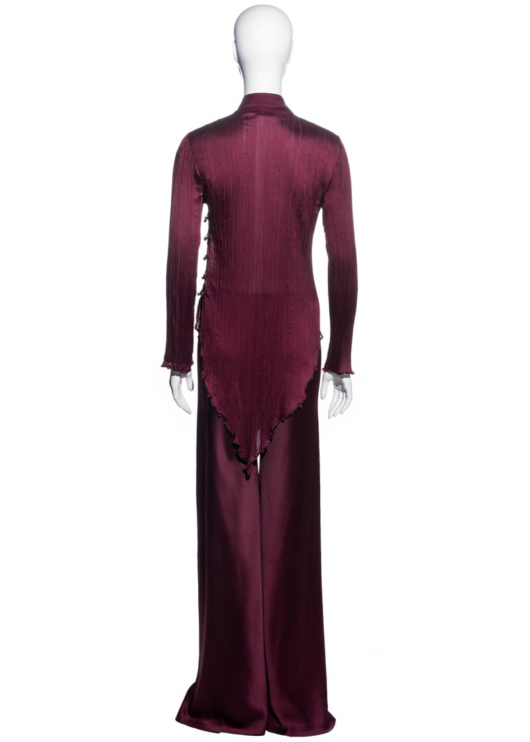 Christian Dior by John Galliano Burgundy silk pleated pant suit, ss ...