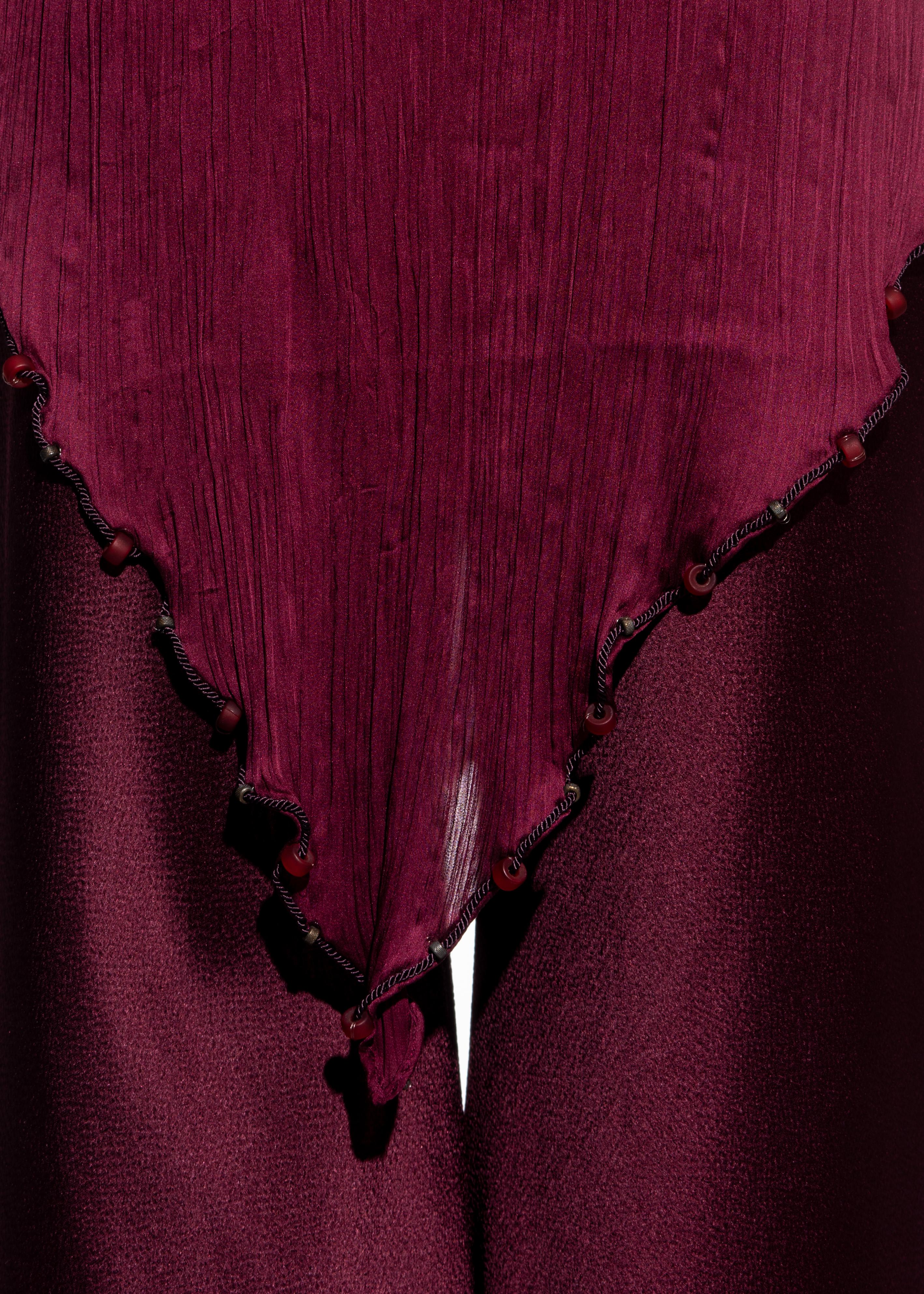 Christian Galliano for Christian Dior, John Galliano Burgundy, pantalone plissettato in seta, ss 1999 3