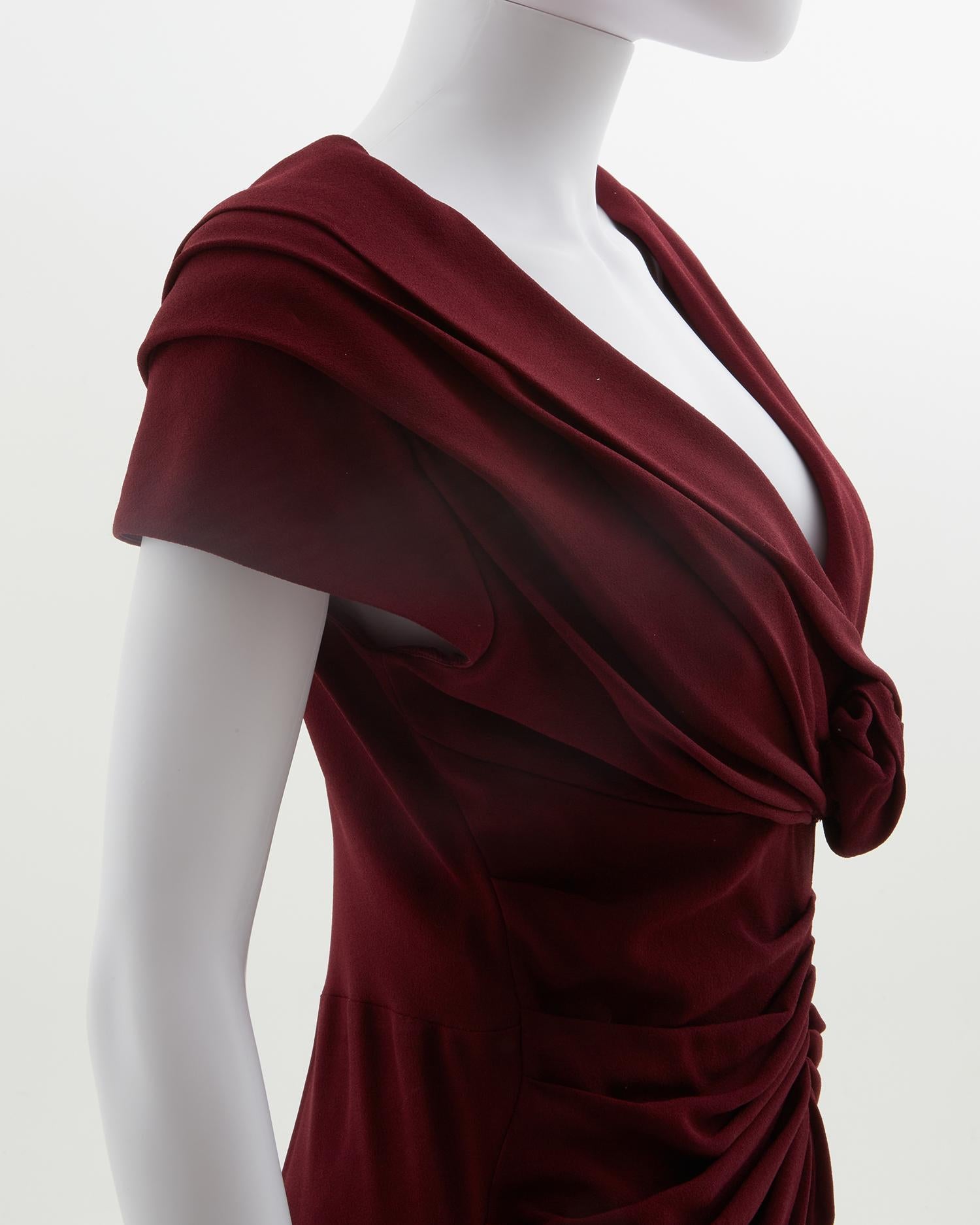 Christian Dior by John Galliano burgundy wool crepe evening dress, fw 2008 For Sale 5