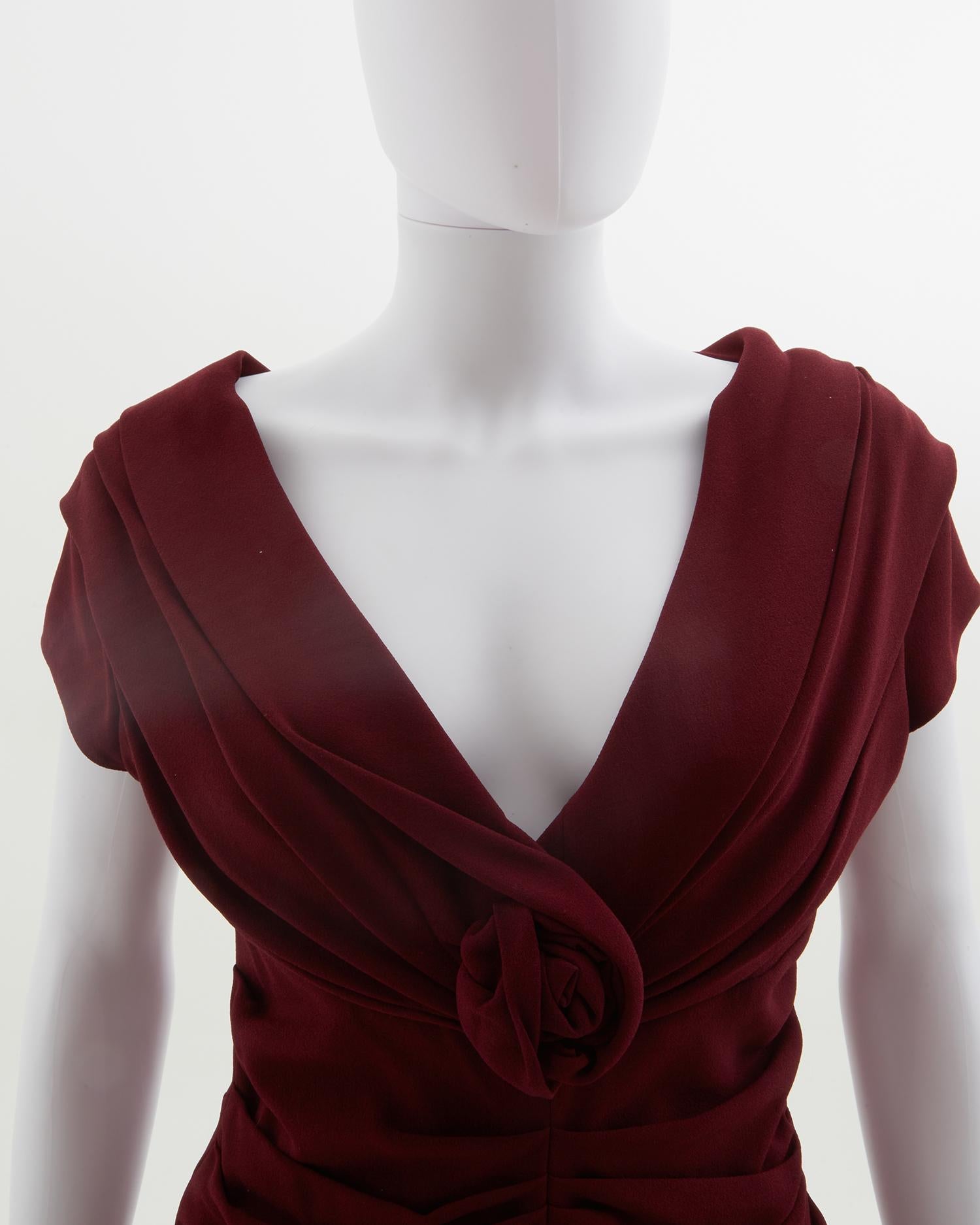 Christian Dior by John Galliano burgundy wool crepe evening dress, fw 2008 For Sale 7