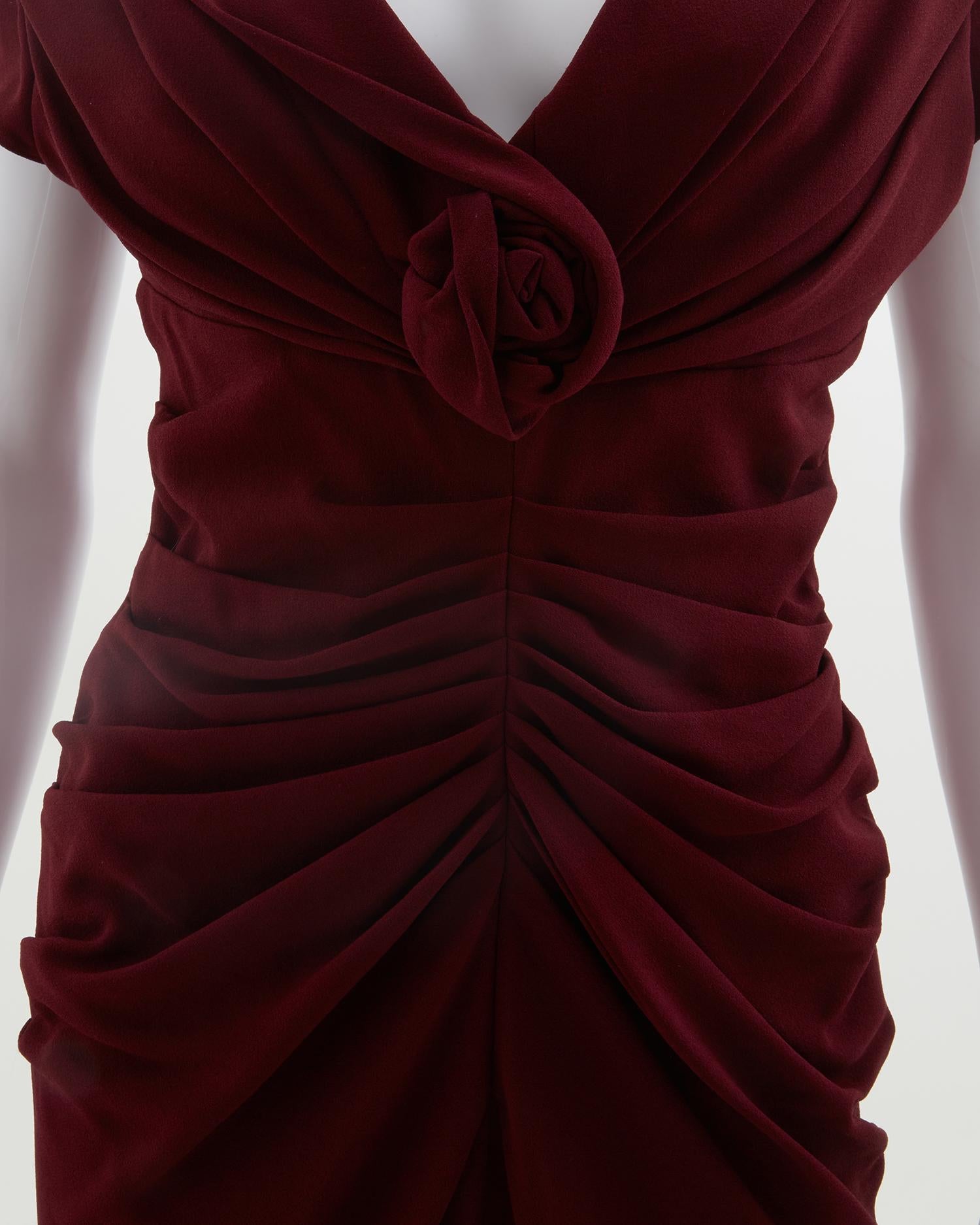 Christian Dior by John Galliano burgundy wool crepe evening dress, fw 2008 For Sale 9