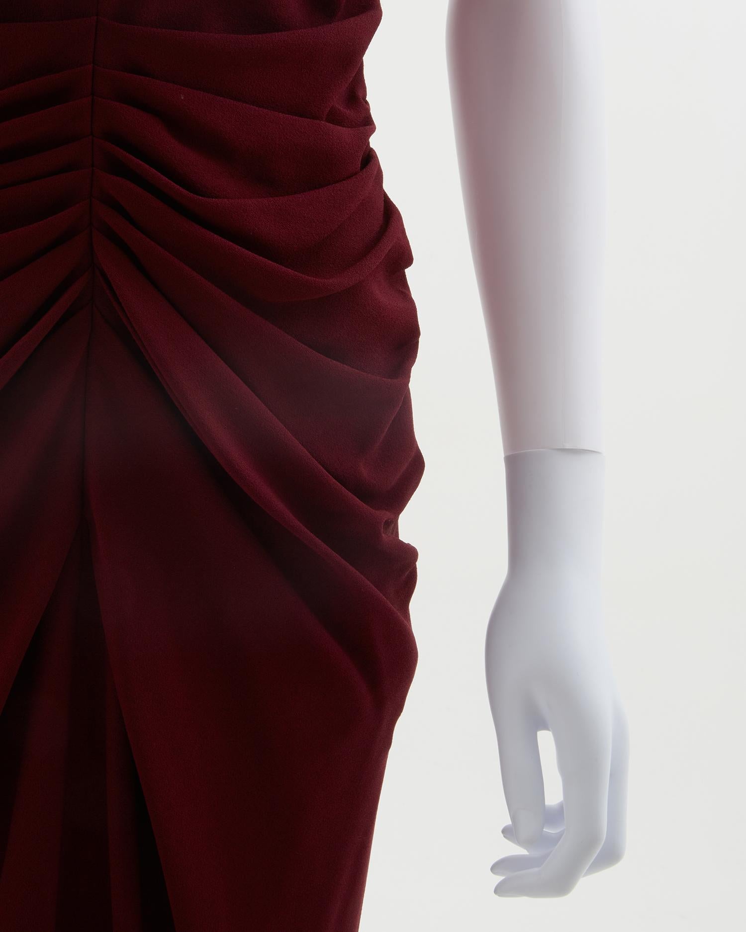 Christian Dior by John Galliano burgundy wool crepe evening dress, fw 2008 For Sale 10