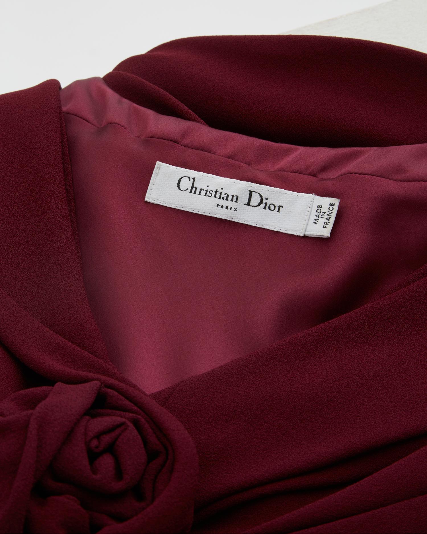 Women's Christian Dior by John Galliano burgundy wool crepe evening dress, fw 2008 For Sale