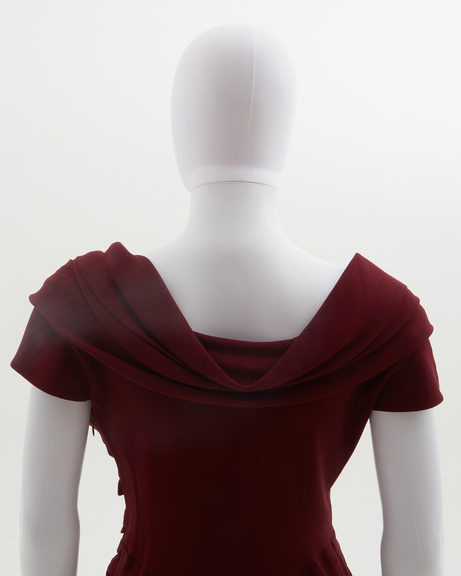 Christian Dior by John Galliano burgundy wool crepe evening dress, fw 2008 For Sale 4