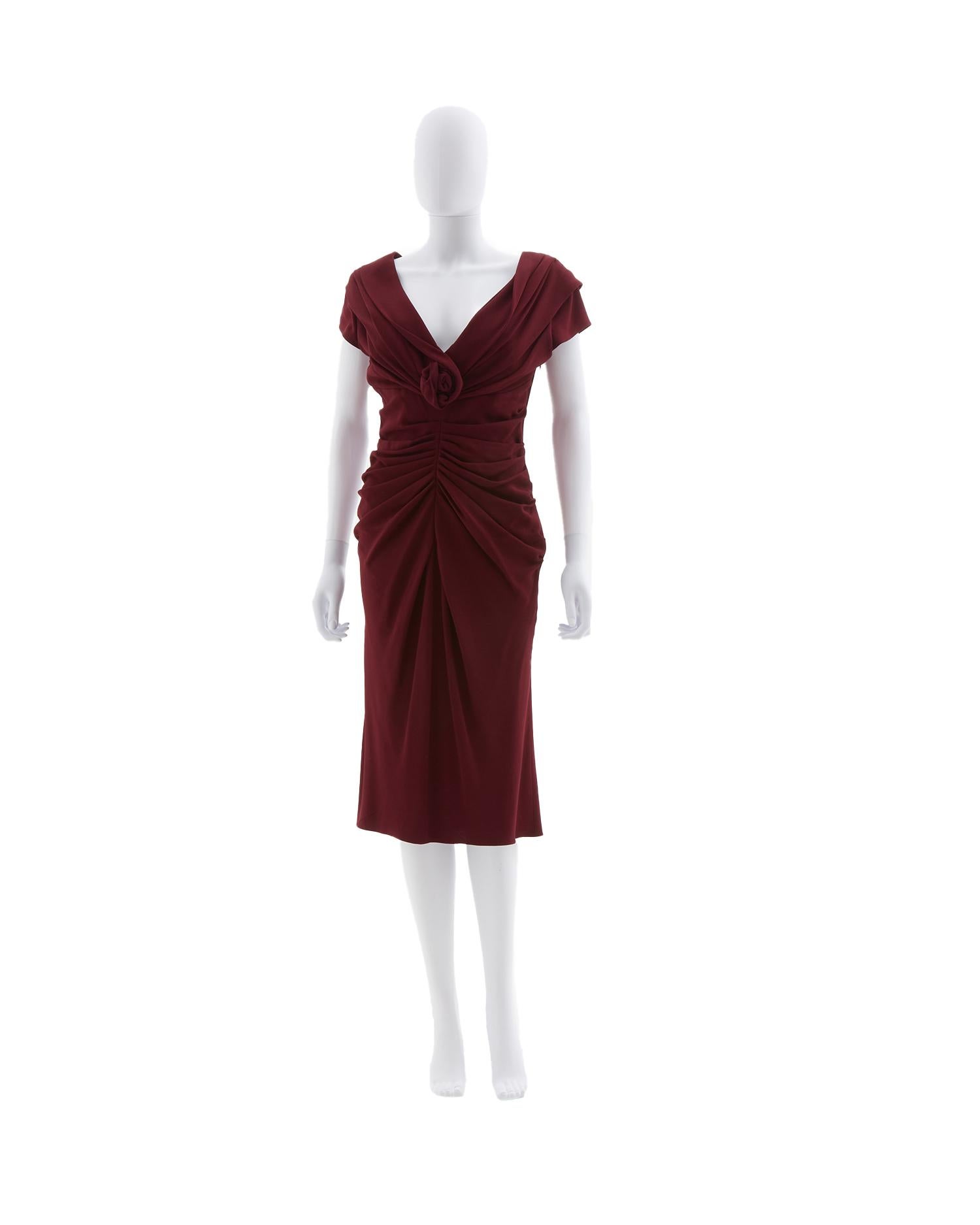 Christian Dior by John Galliano burgundy wool crepe evening dress, fw 2008 For Sale