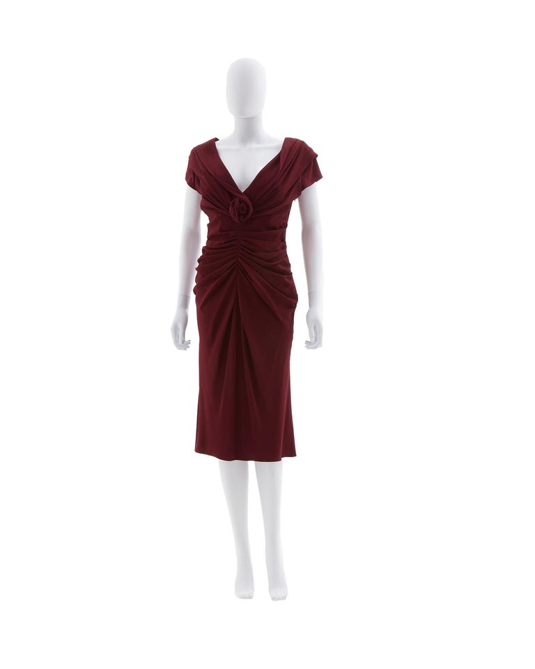 Christian Dior by John Galliano burgundy wool crepe evening dress, fw 2008 For Sale at 1stDibs Christian Dior by John Galliano burgundy wool crepe evening dress, fw 2008 For Sale at 1stDibs