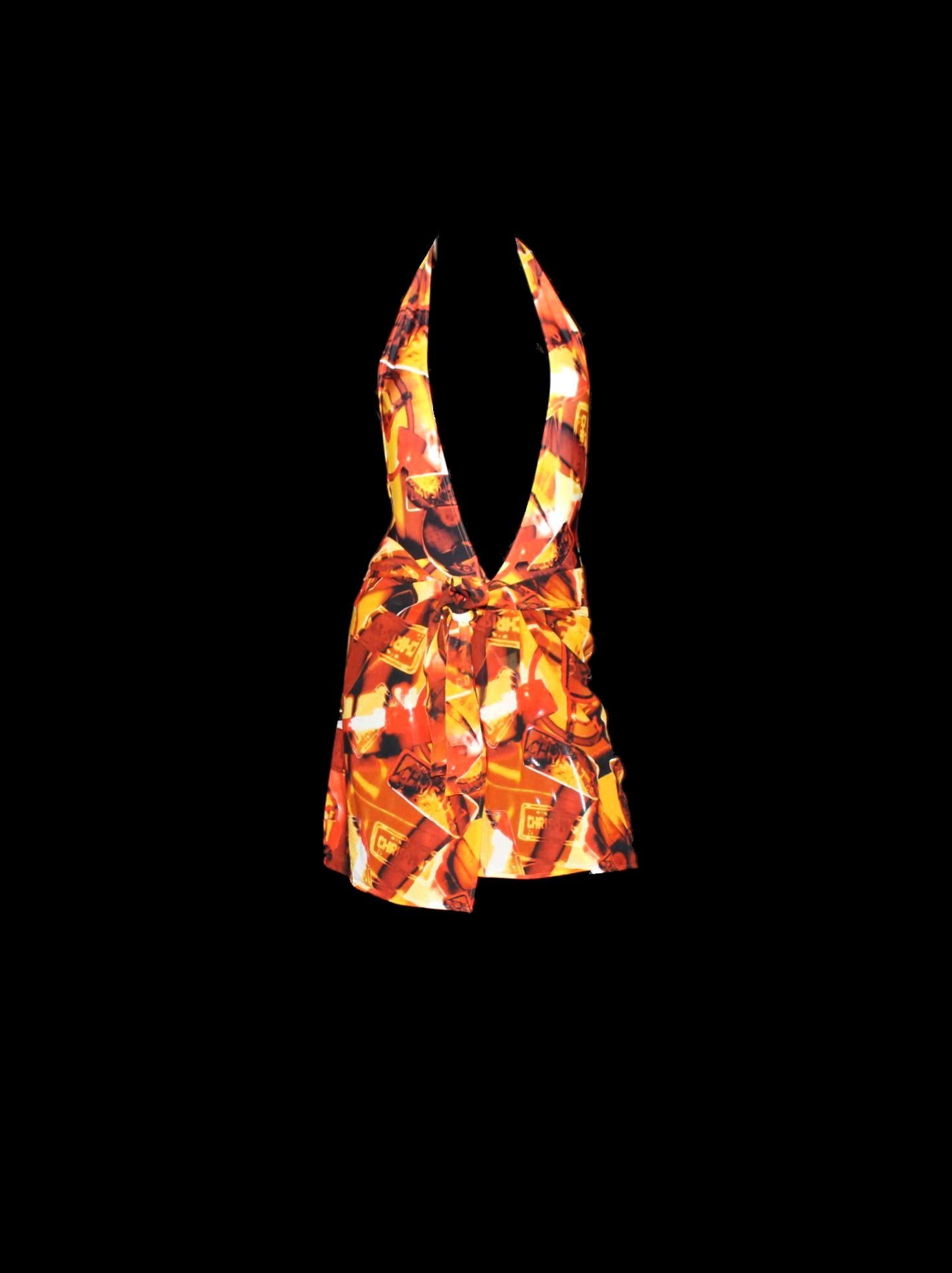 Orange Christian Dior by John Galliano Caddilac Swimsuit and Cover Up Ensemble Set