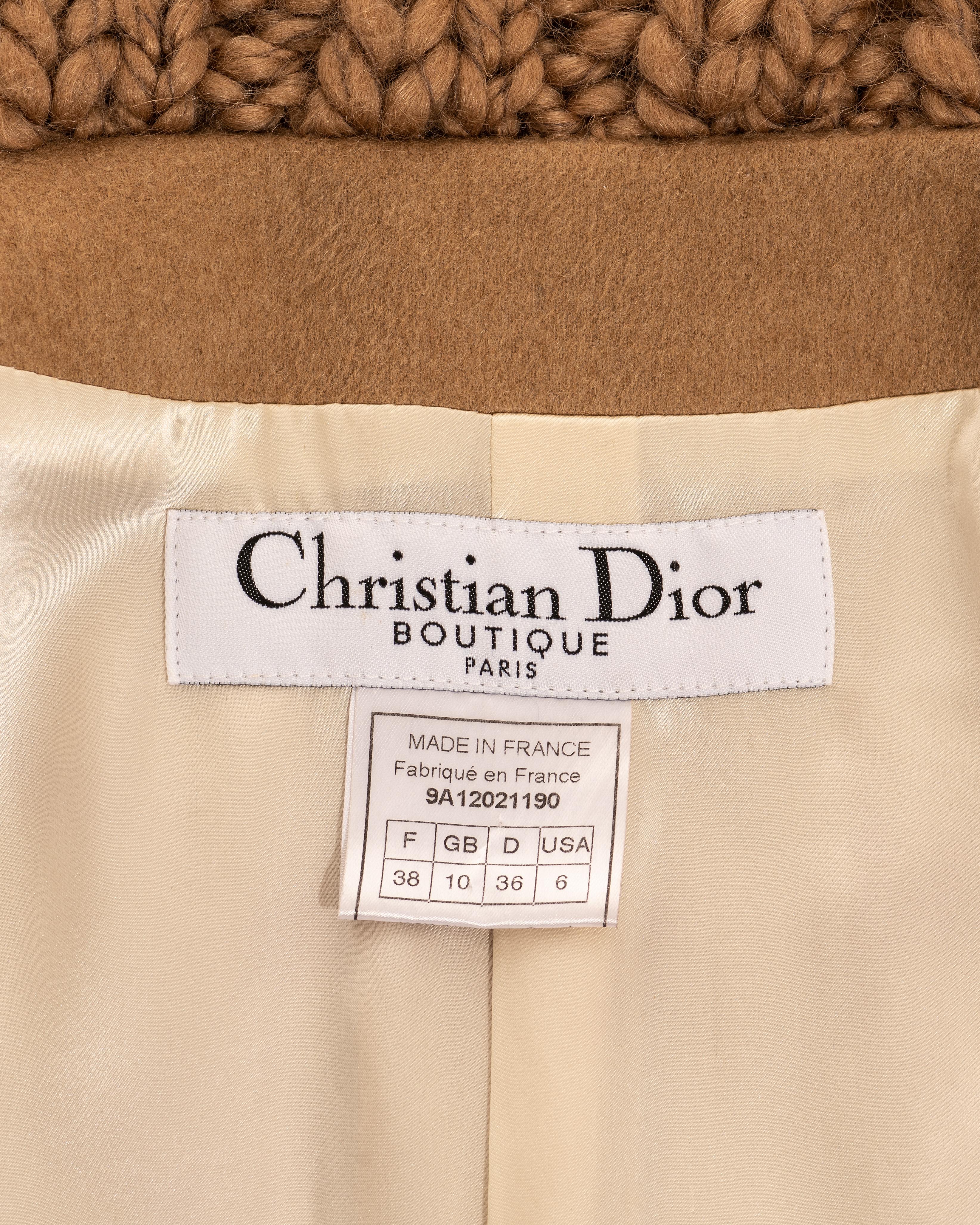 Christian Dior par John Galliano, A/H 1999 - Tailleur jupe en laine camel en vente 2