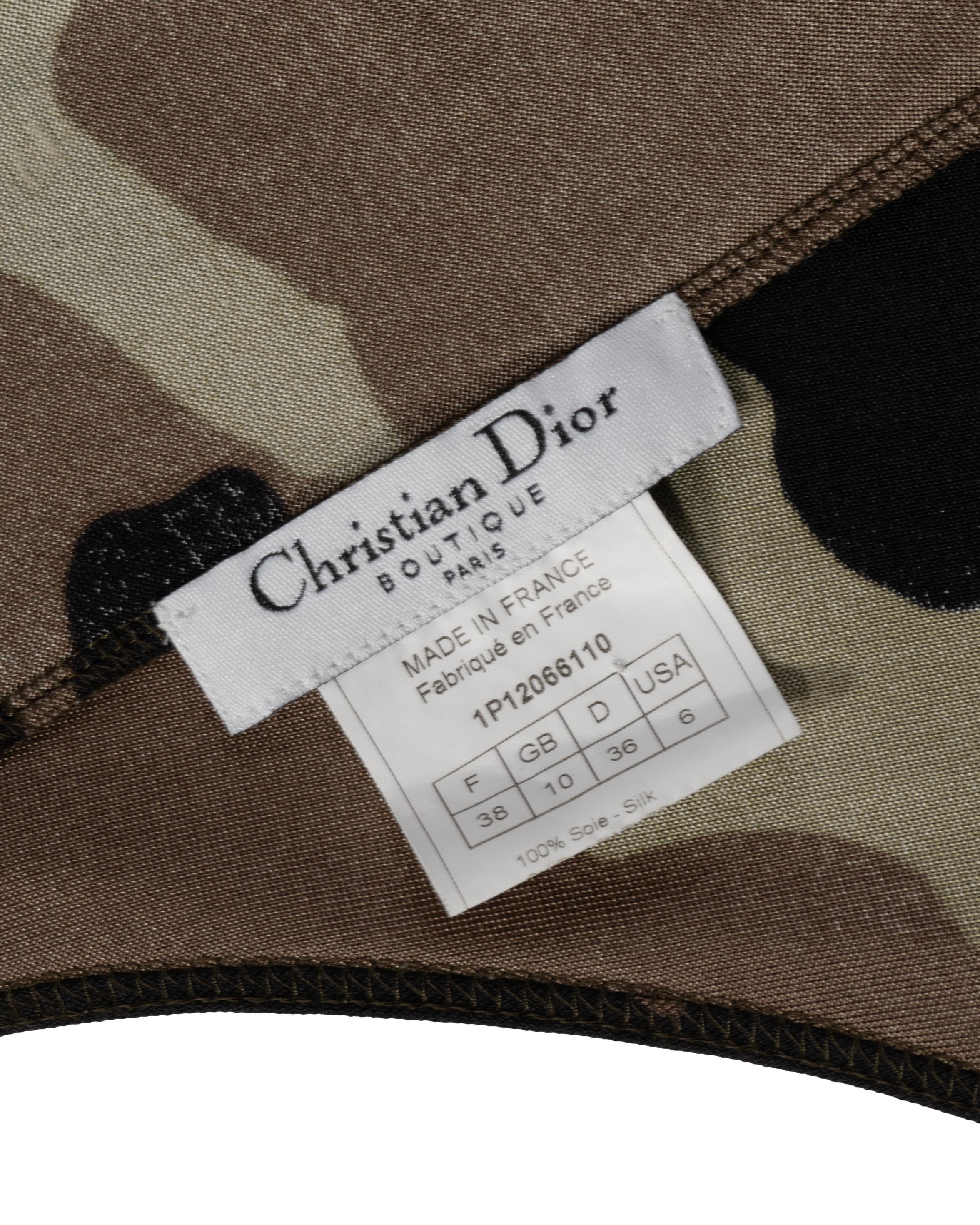 Christian Dior by John Galliano Vestido halter de punto de seda con estampado de camafeo, ss 2001 en venta 7