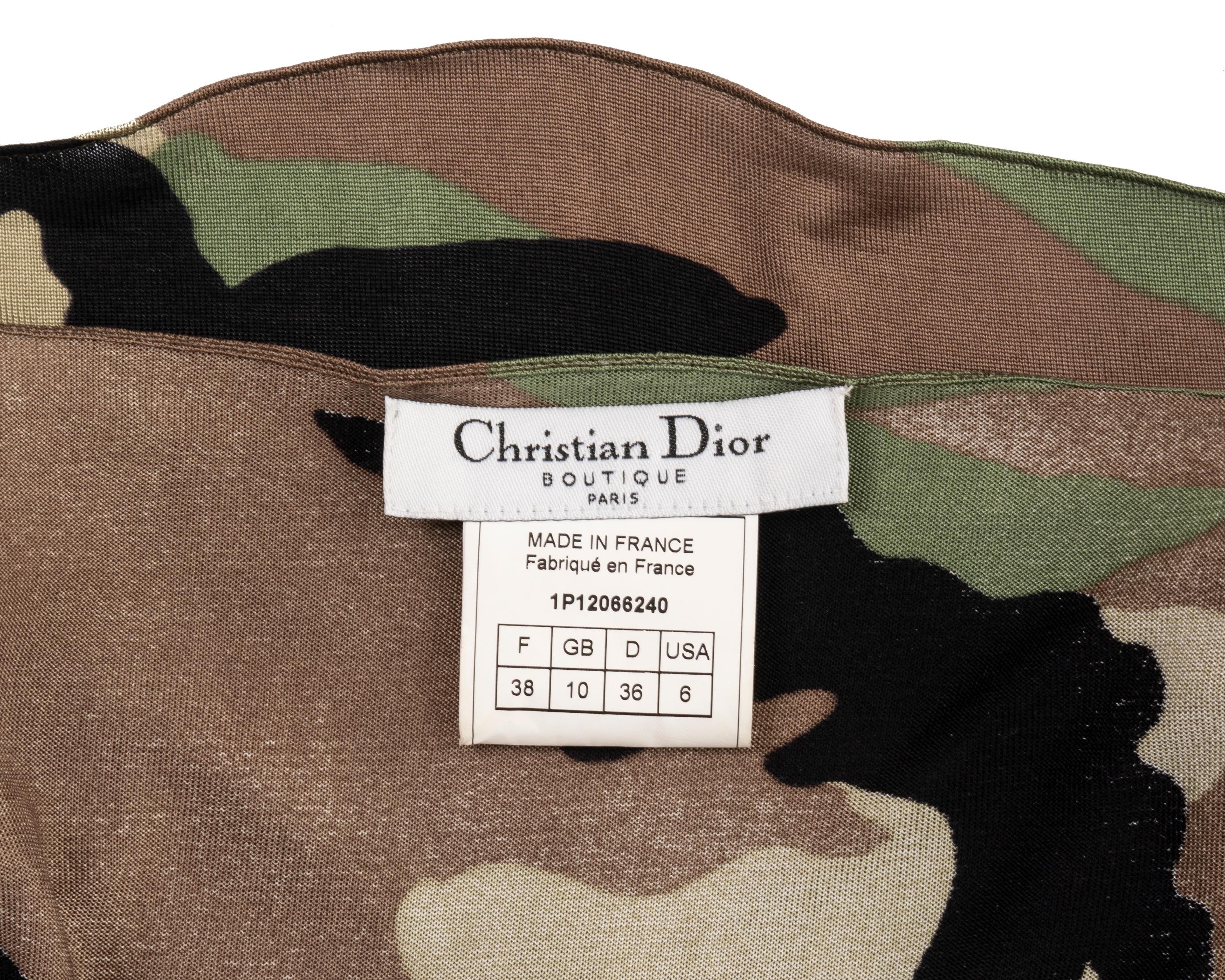 Christian Dior by John Galliano camo printed silk jersey bias cut dress, ss 2001 For Sale 7