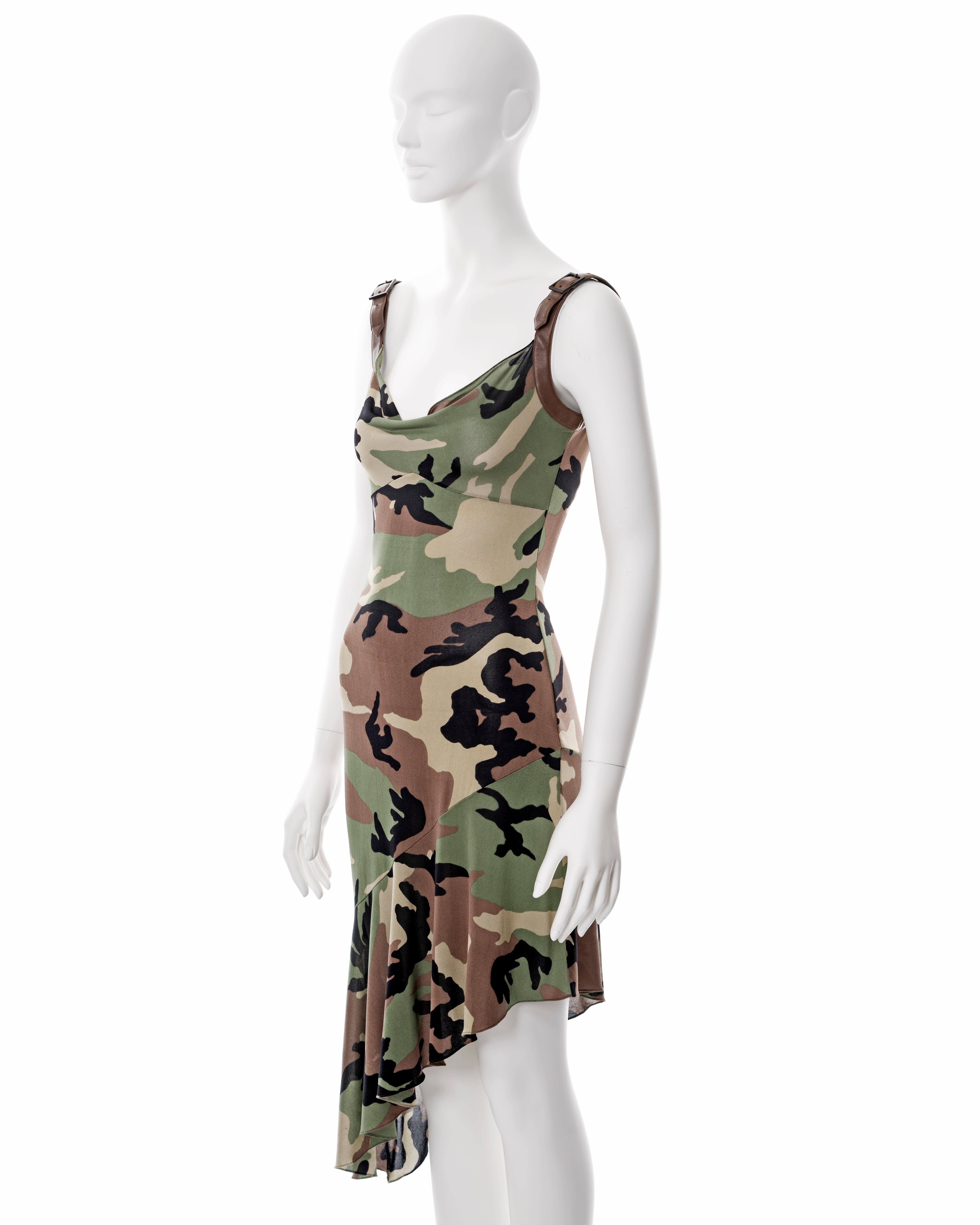 Christian Dior by John Galliano camo printed silk jersey bias cut dress, ss 2001 For Sale 5