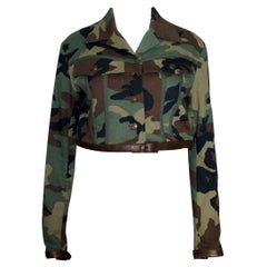 Christian Dior by John Galliano Camouflage Leather Cropped Military-Style Jacket