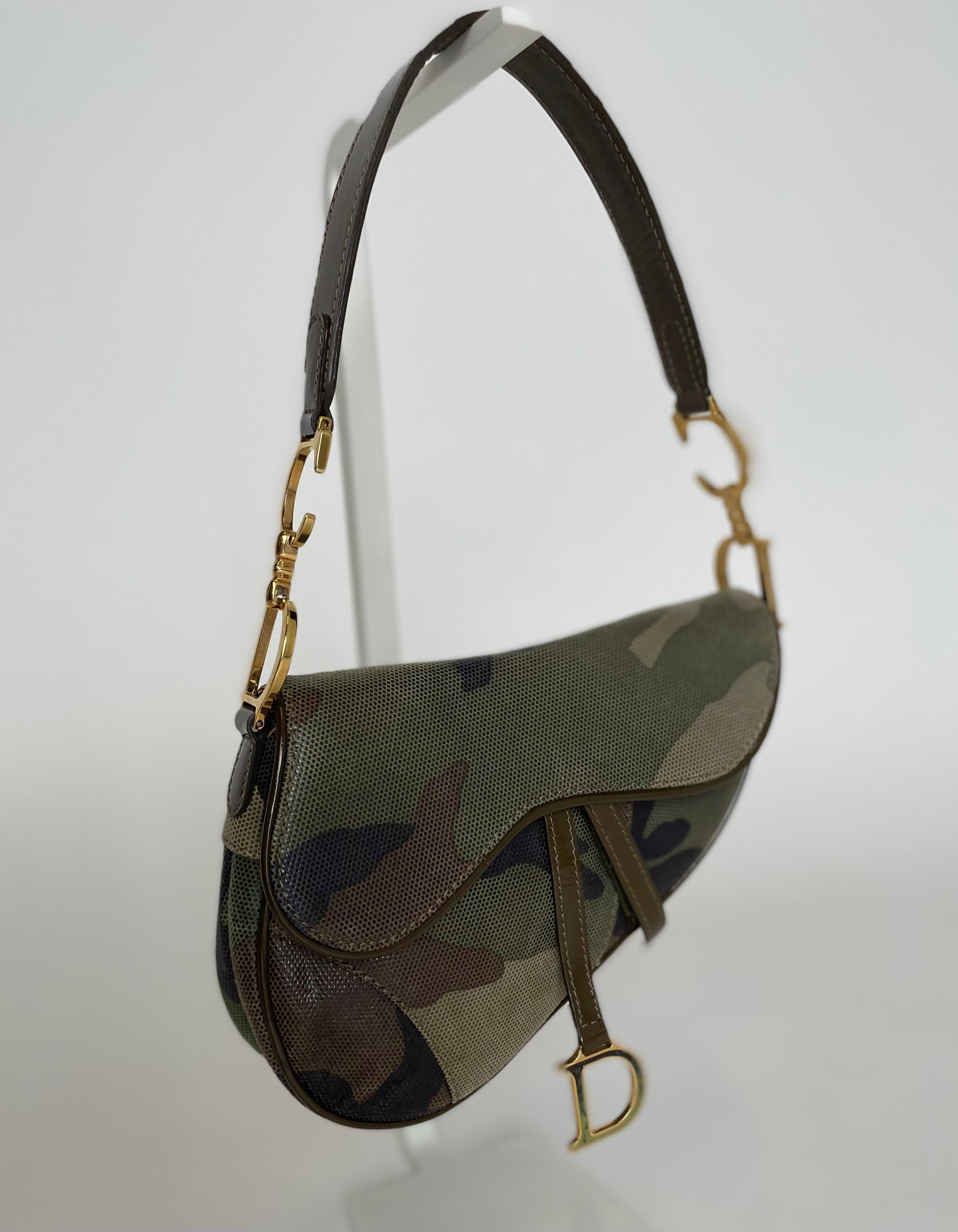 Rare Christian Dior By John Galliano Camouflage Saddle Bag, Spring-Summer 2001 In Good Condition In Geneva, CH