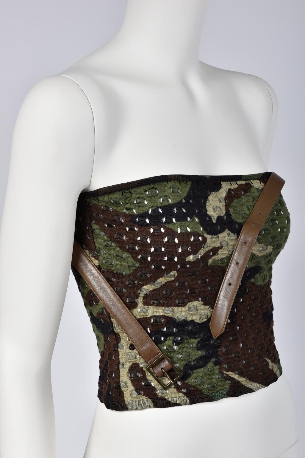 Christian Dior By John Galliano Camouflage Print Bustier Top, Spring-Summer 2001 8