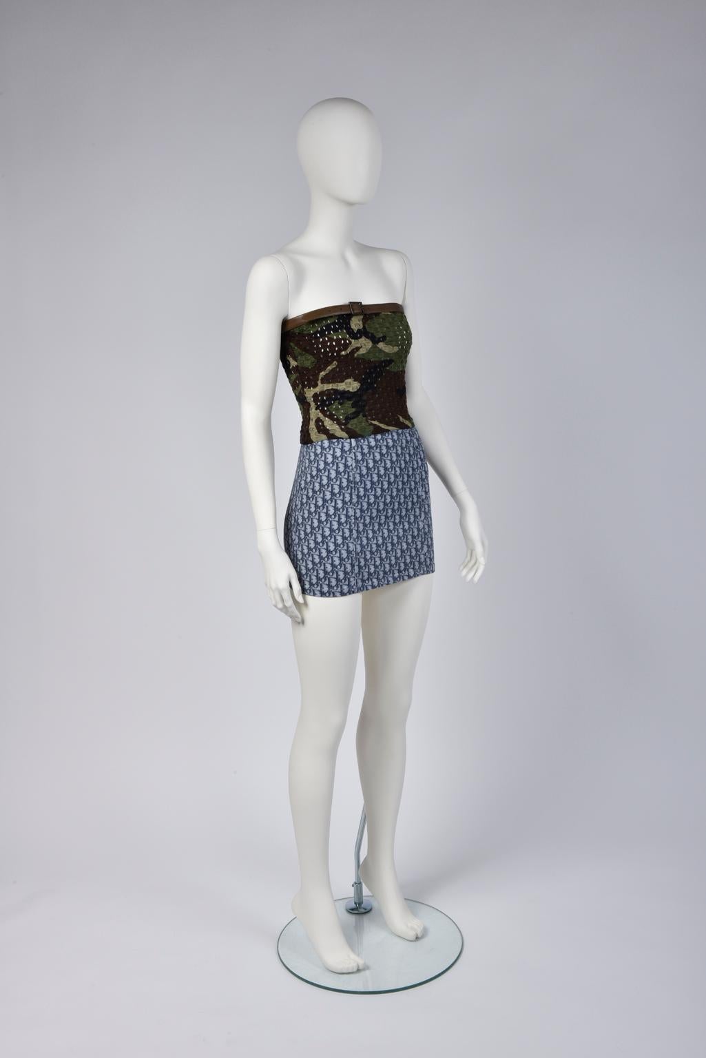 Christian Dior By John Galliano Camouflage Print Bustier Top, Spring-Summer 2001 In Good Condition In Geneva, CH