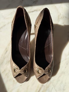 Christian Dior by John Galliano Cannage Leather Peep-Toe Pumps with Dior Charm