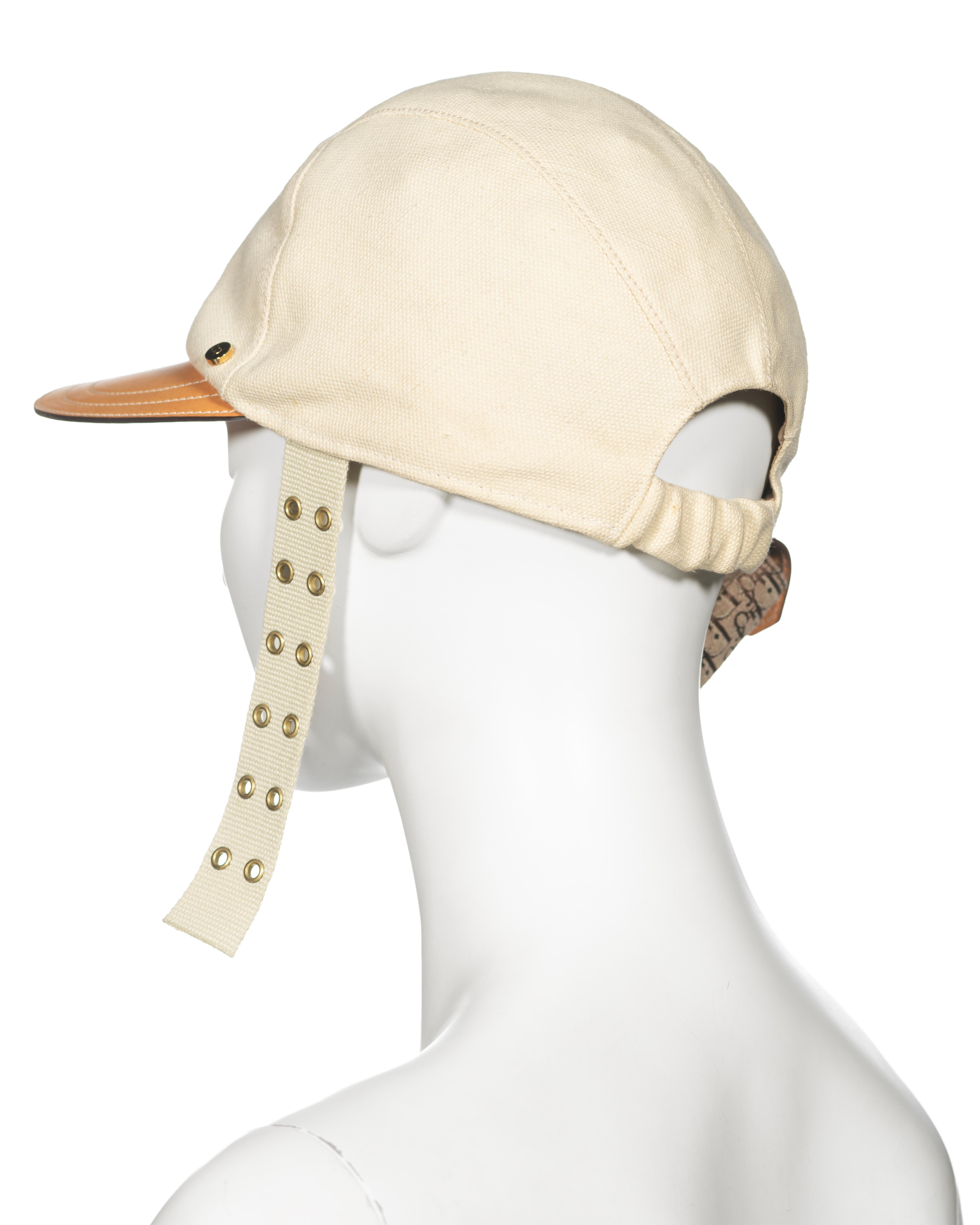 Christian Dior by John Galliano Canvas and Leather Cap with Pouch, ss 2002 For Sale 8