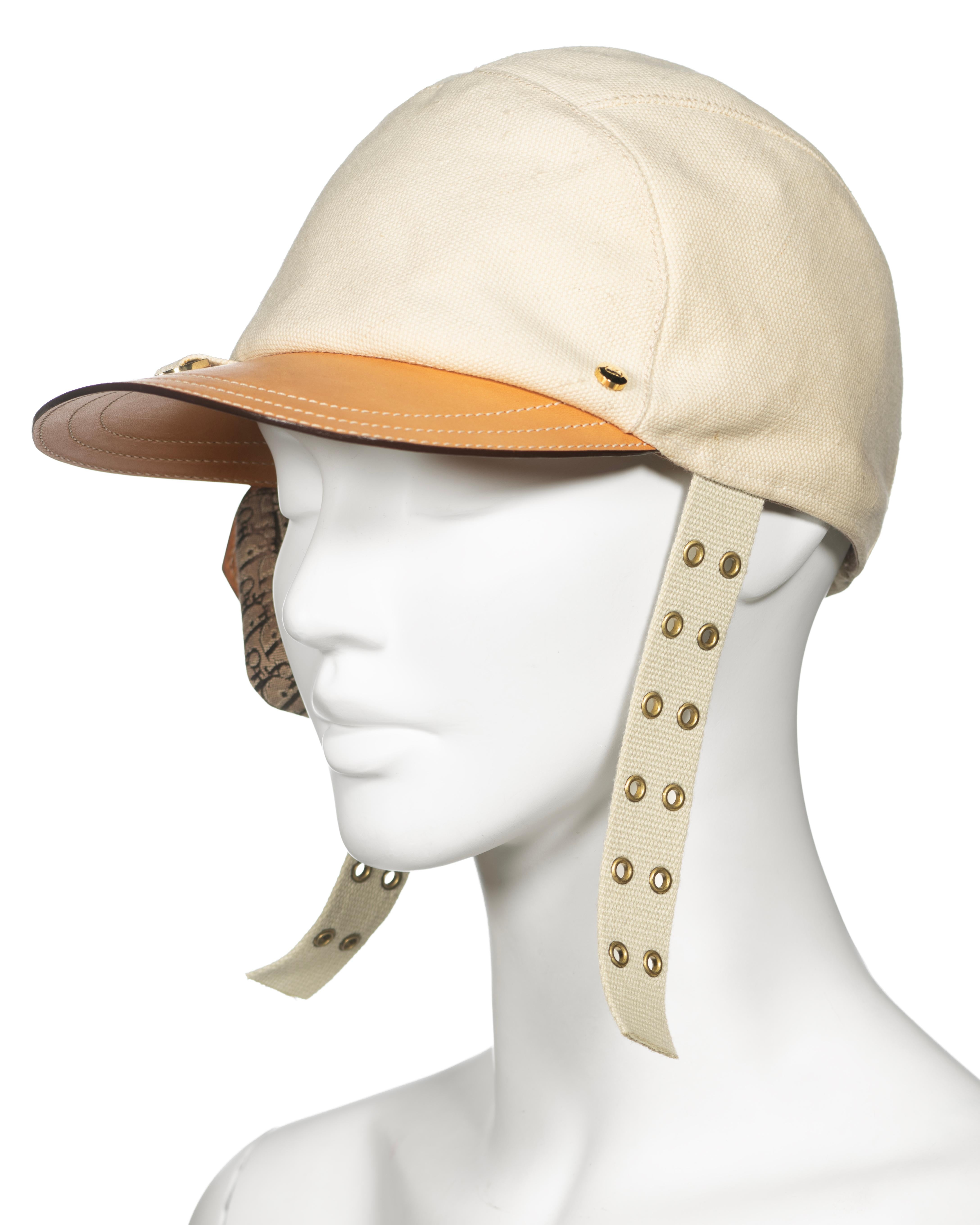 Christian Dior by John Galliano Canvas and Leather Cap with Pouch, ss 2002 For Sale 9