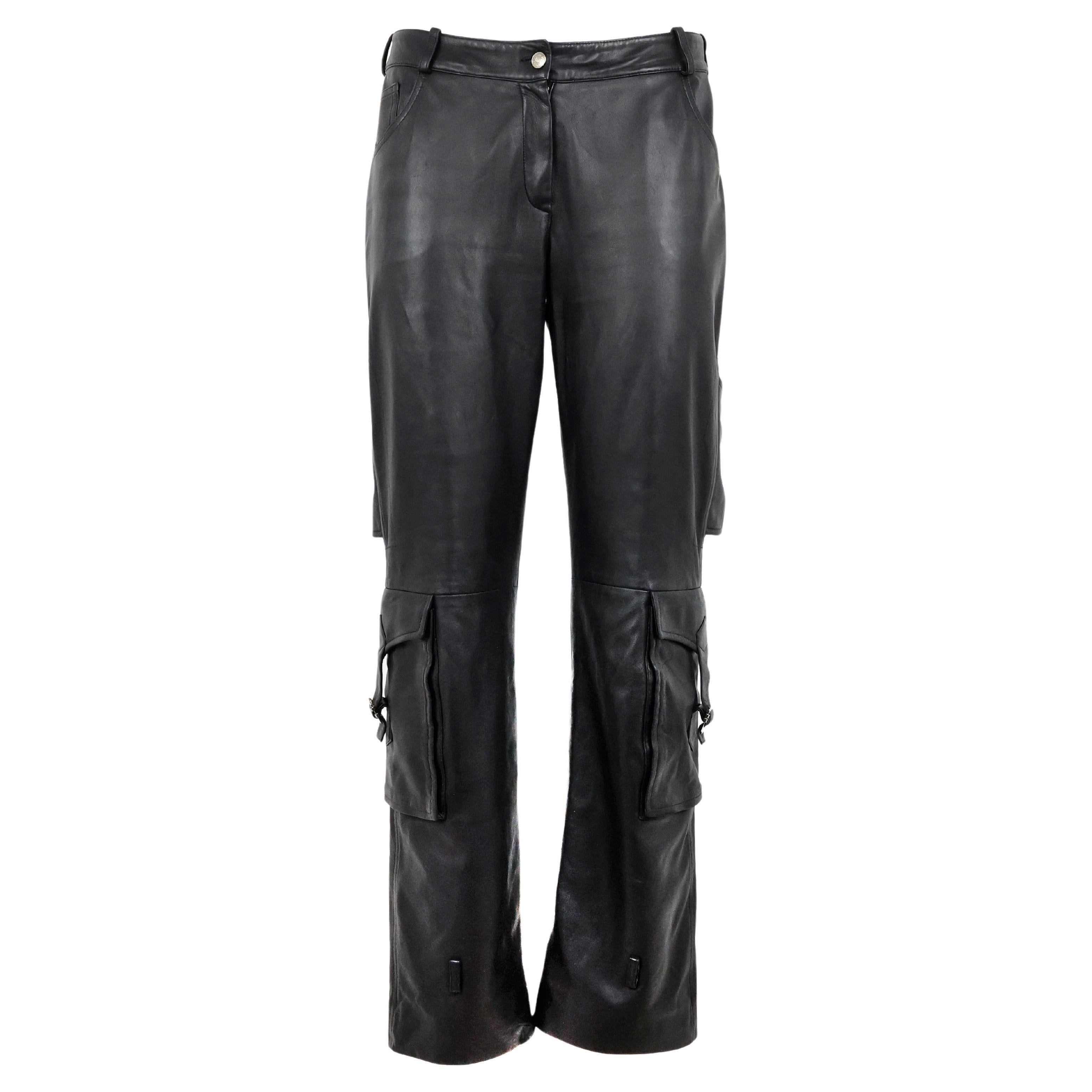 Christian Dior by John Galliano cargo leather pants For Sale
