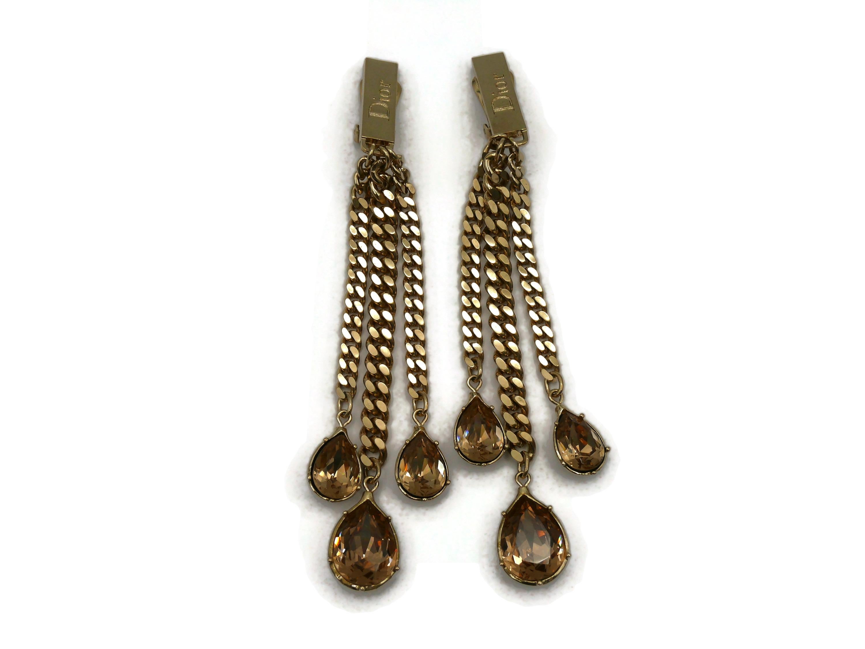 Women's CHRISTIAN DIOR by JOHN GALLIANO Chain & Crystal Dangling Earrings For Sale
