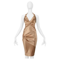 Christian Dior By John Galliano Champagne Starlet Cocktail Dress With Knots 2003