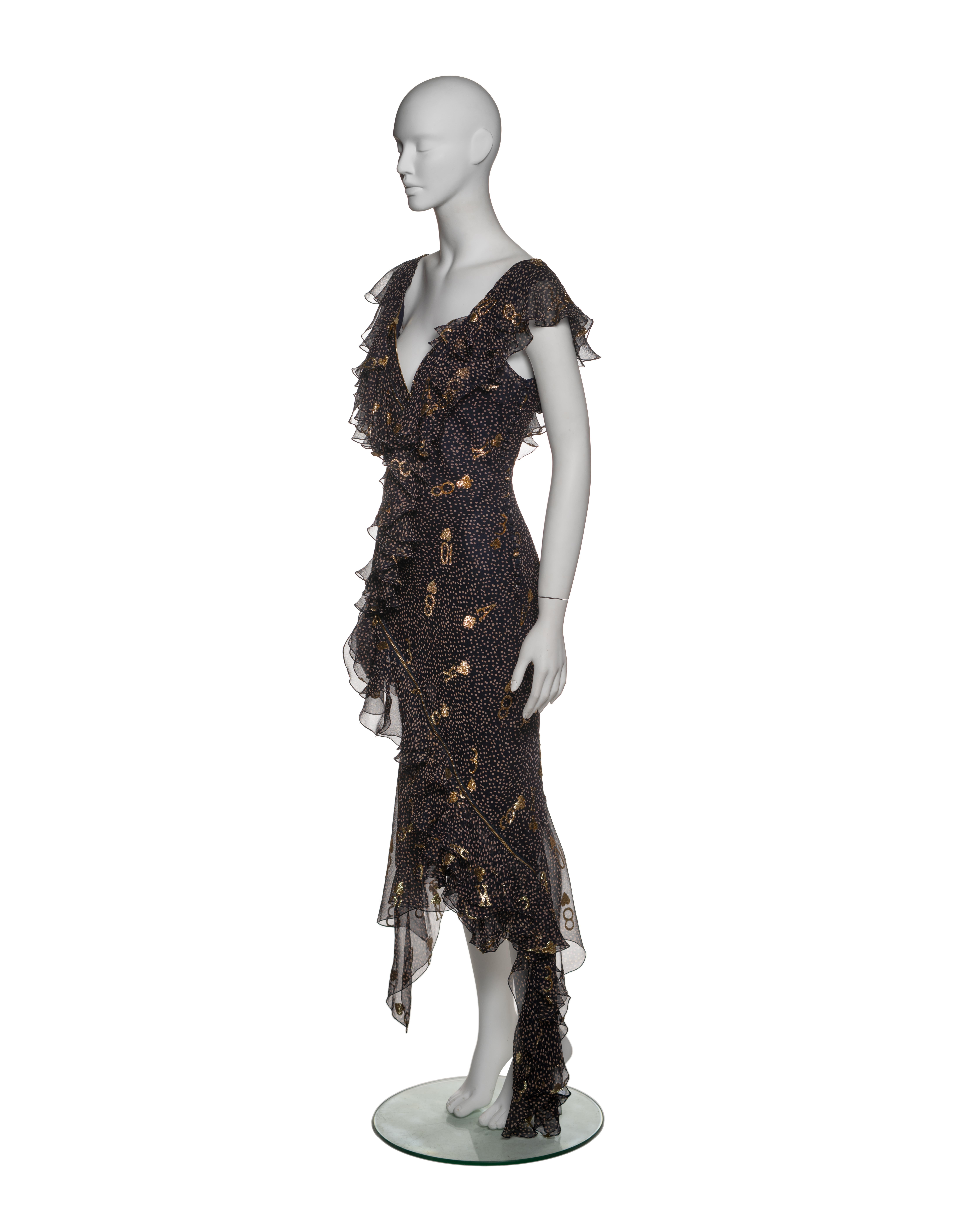 Christian Dior by John Galliano Chiffon Dress with Gold Motifs, SS 2001 For Sale 9