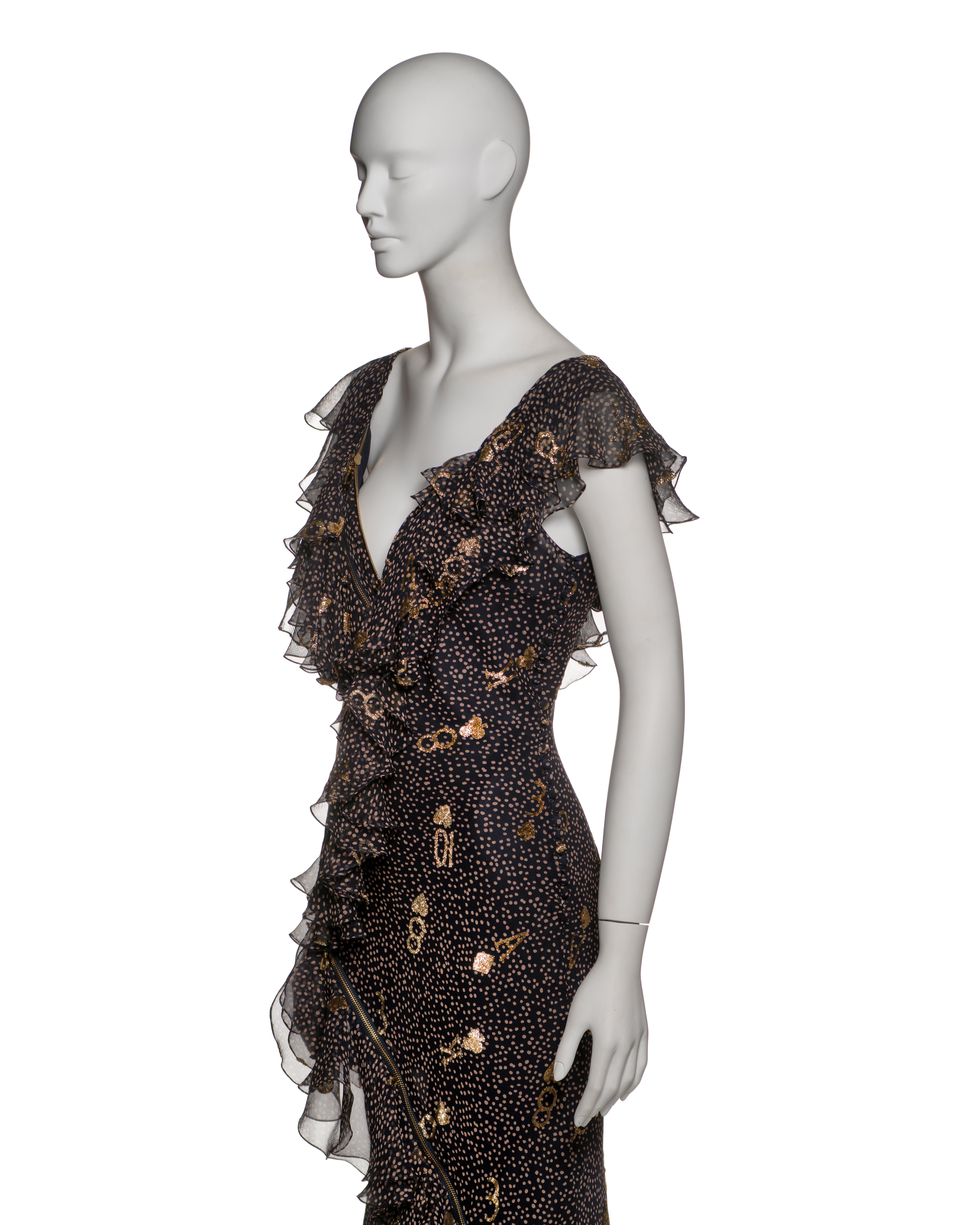Christian Dior by John Galliano Chiffon Dress with Gold Motifs, SS 2001 For Sale 10