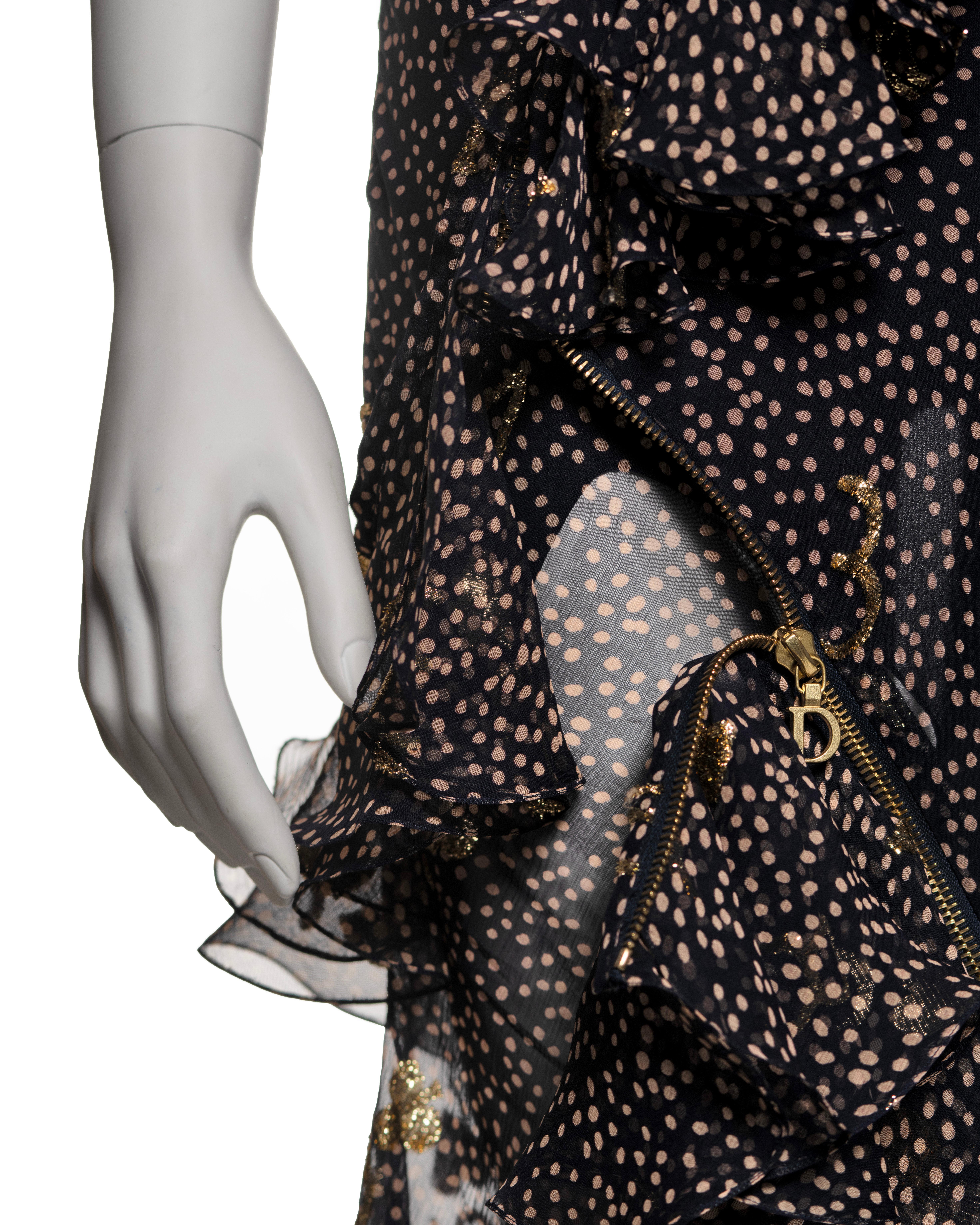 Christian Dior by John Galliano Chiffon Dress with Gold Motifs, SS 2001 In Excellent Condition For Sale In London, GB