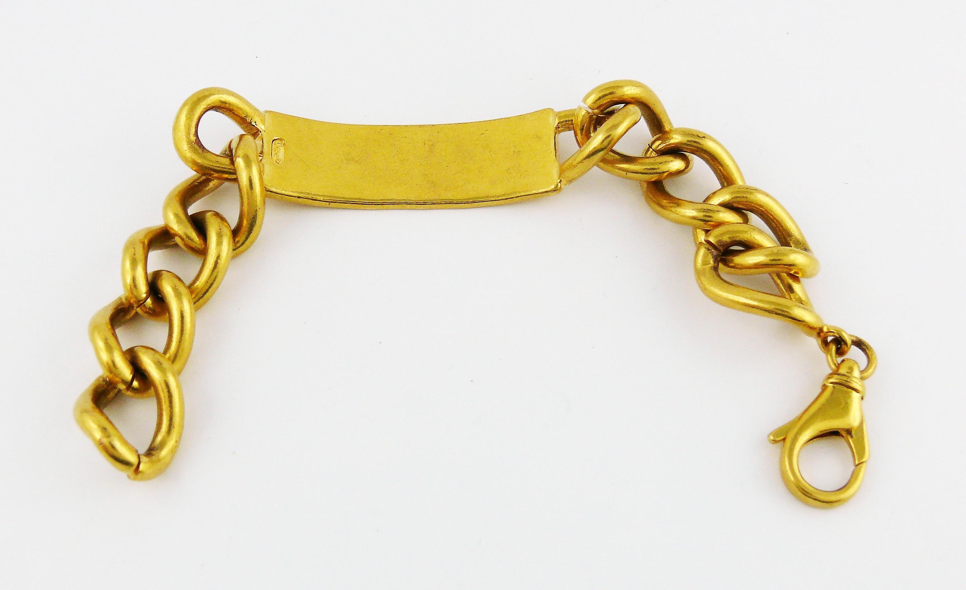 Christian Dior by John Galliano Chunky ID Tag Curb Bracelet In Good Condition In Nice, FR