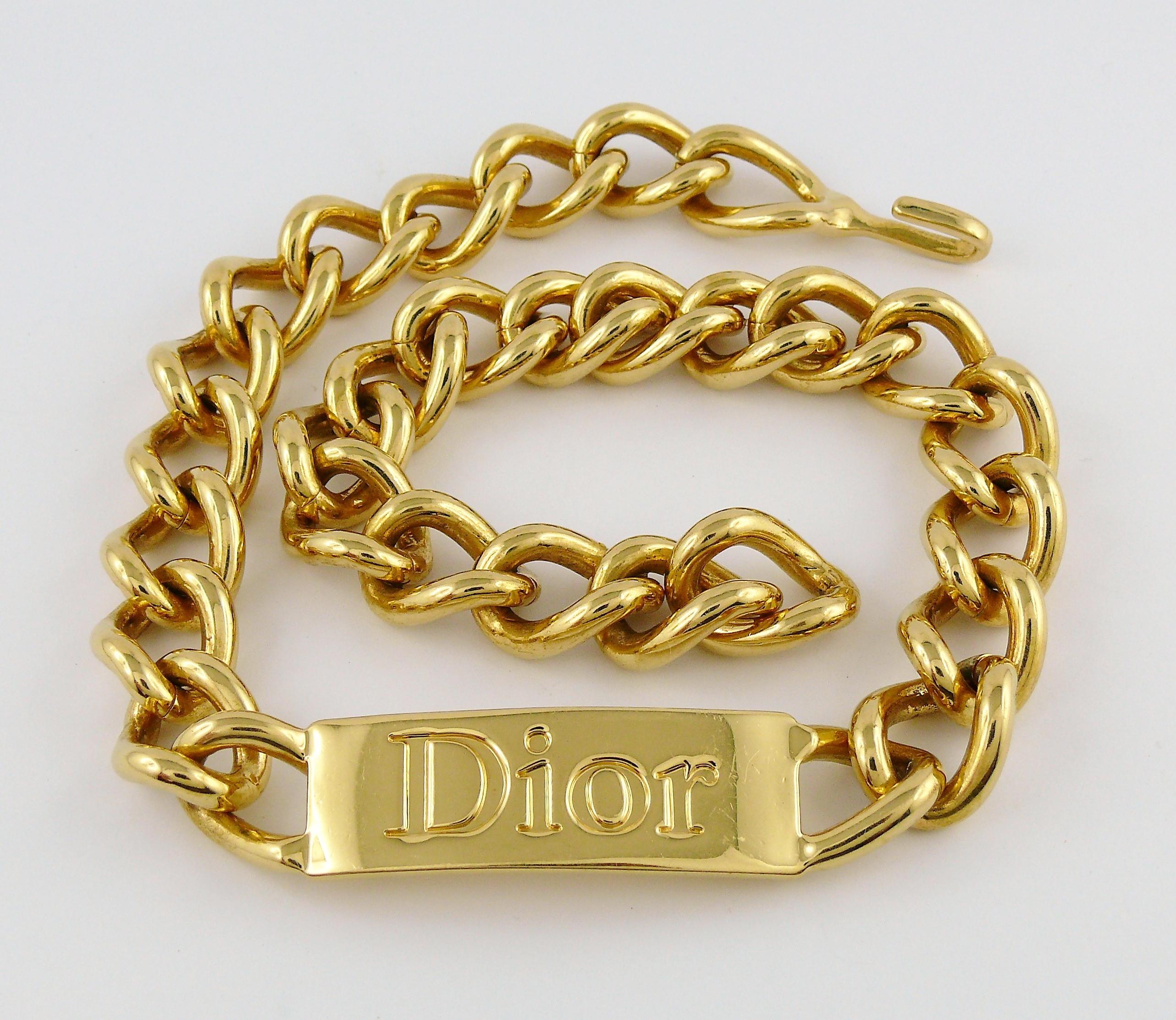 Christian Dior Chunky ID Tag Curb Necklace In Good Condition In Nice, FR