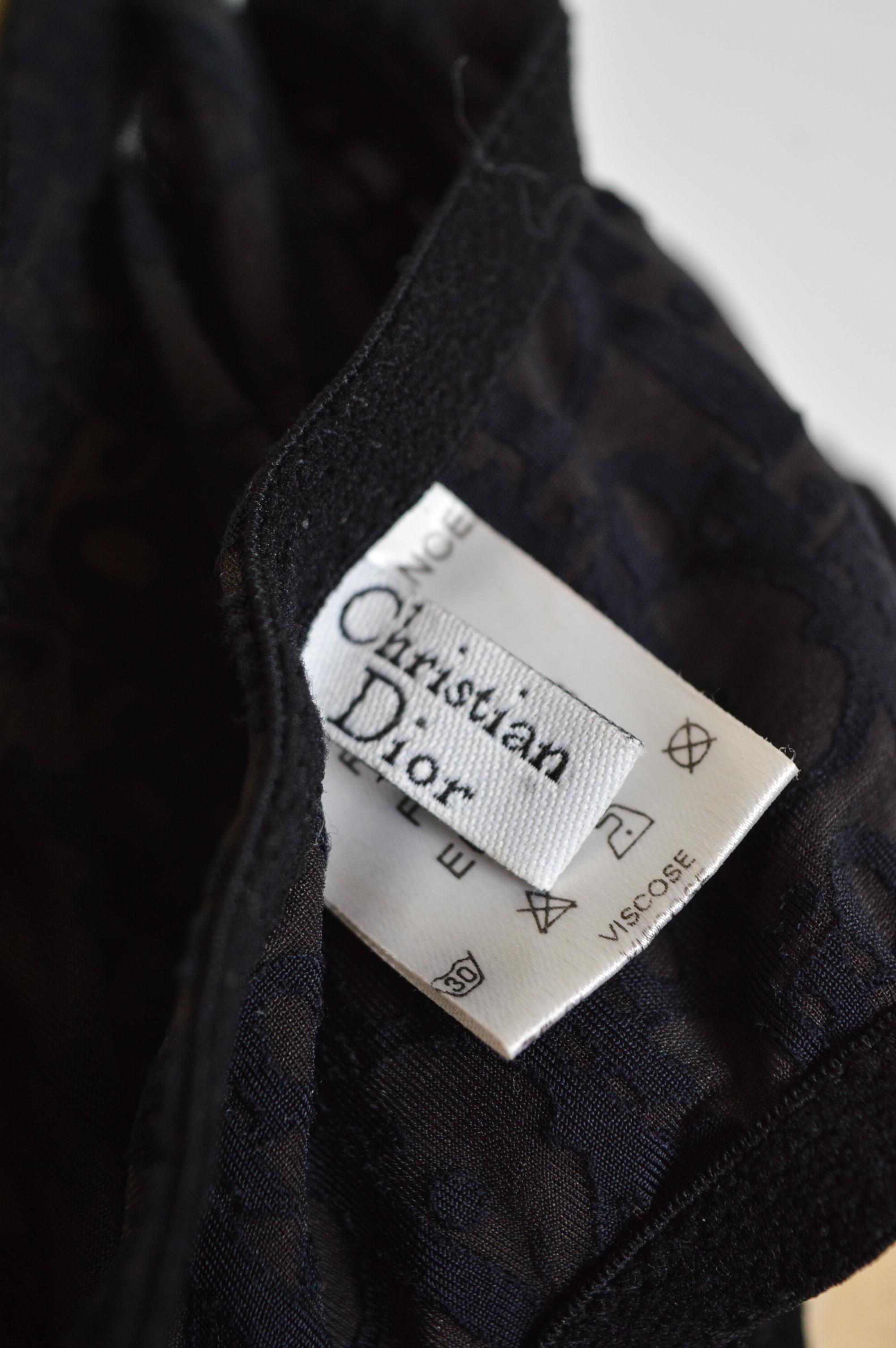 Christian Dior by John Galliano Circa 2000 Sheer Monogram Lace Black Bra - Top For Sale 3