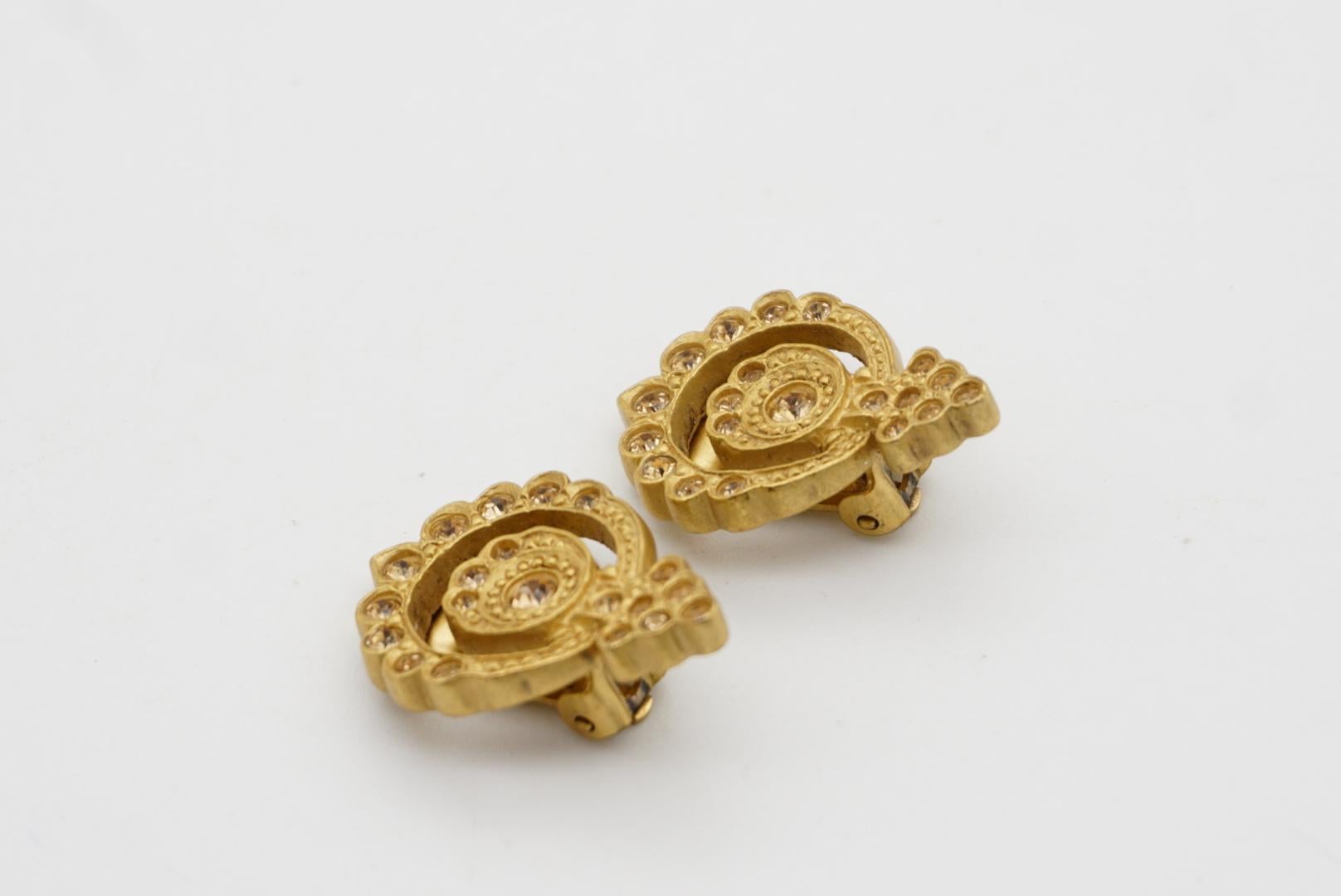 Christian Dior by John Galliano Circles Openwork Citrine Crystals Clip Earrings For Sale 4