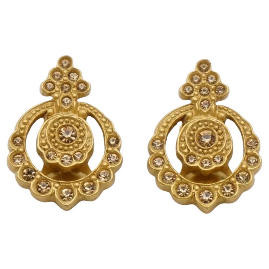 Christian Dior by John Galliano Circles Openwork Citrine Crystals Clip Earrings For Sale