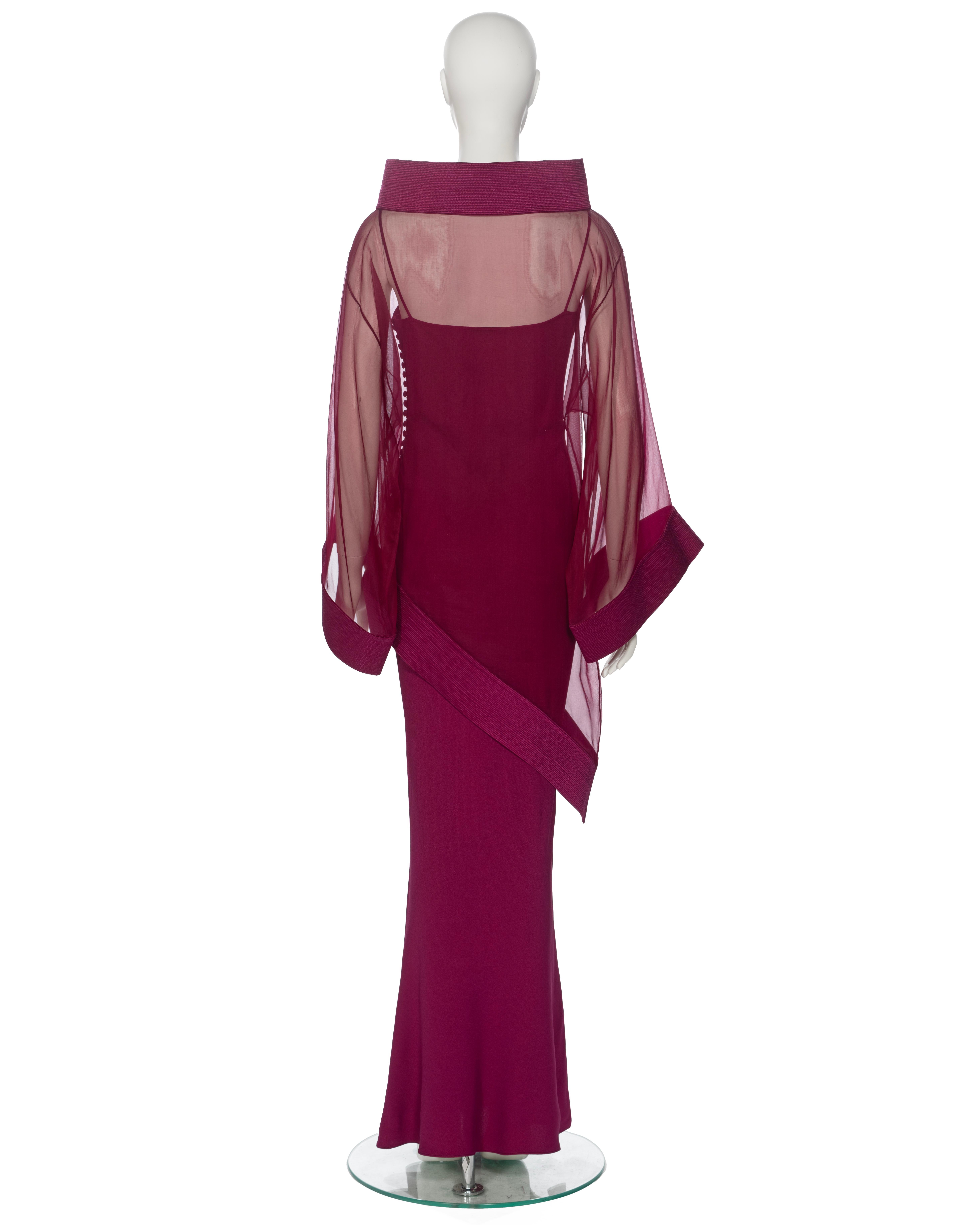 Christian Dior by John Galliano Claret Evening Dress and Tunic Ensemble, fw 1999 For Sale 3