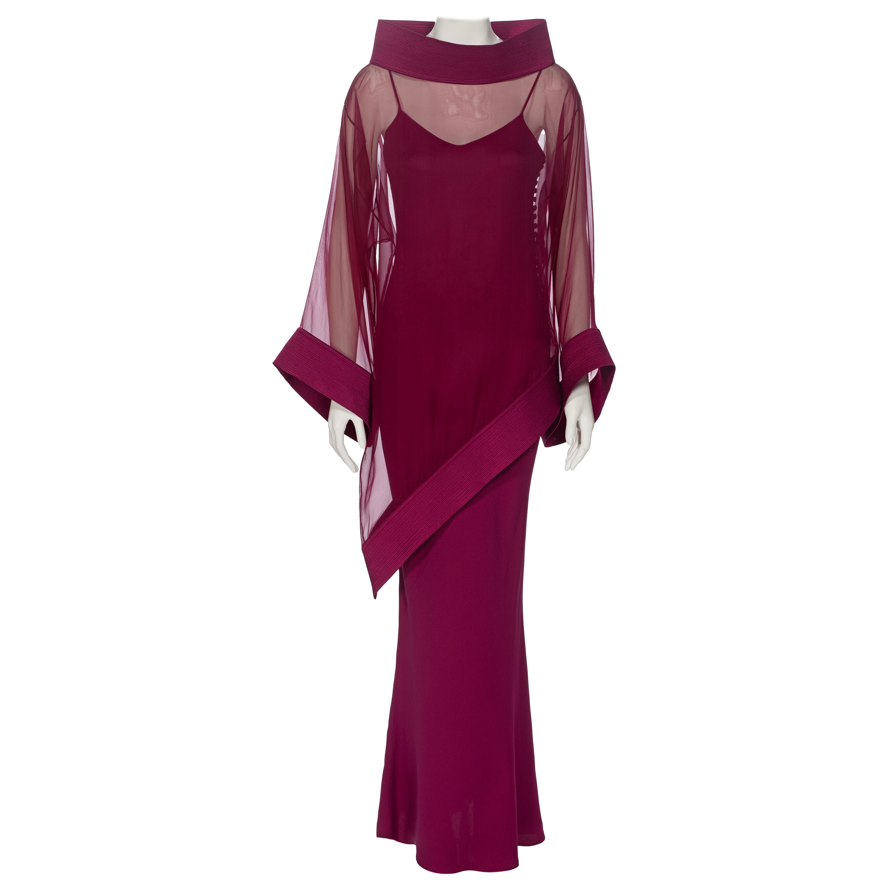 Christian Galliano for Christian Dior: abito da sera e tunica color claret, primavera 1999