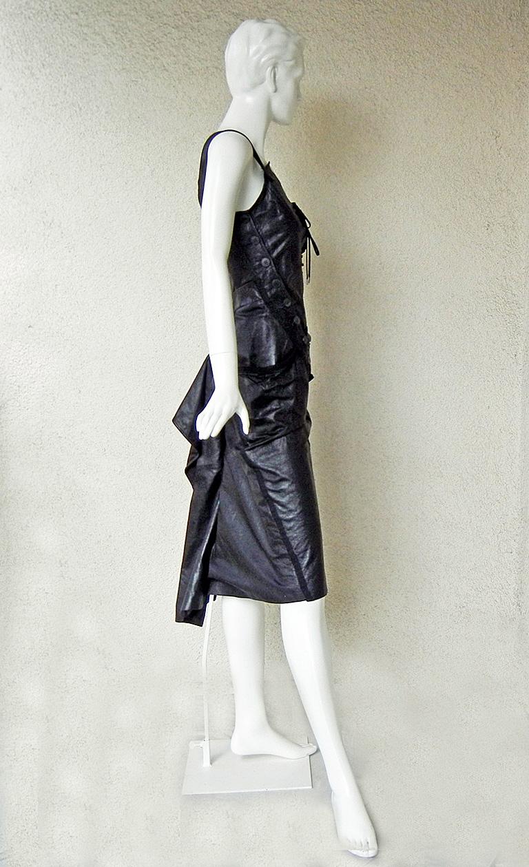 Christian Dior by John Galliano Collector Asymmetric Leather Bondage Dress In Excellent Condition For Sale In Los Angeles, CA